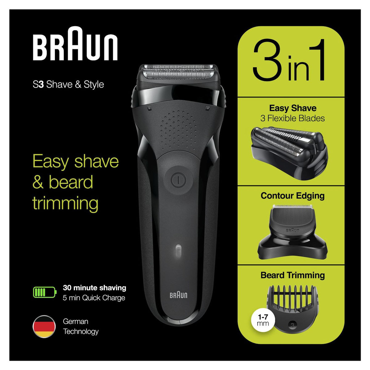 BRAUN Braun Series 3 81702941 rasoir pour homme Rasoir à grille Tondeuse Noir