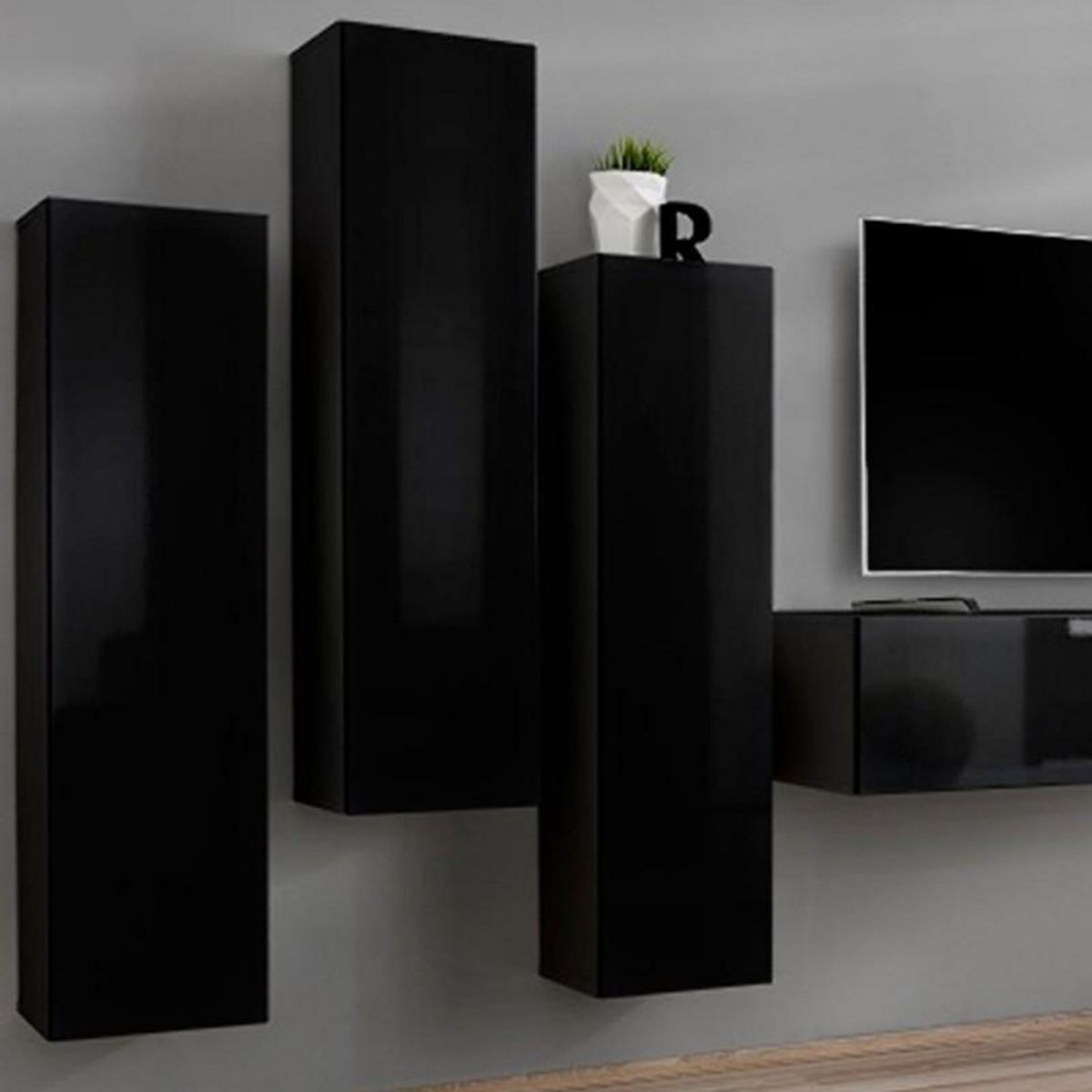 Paris Prix Meuble TV Mural Design  Switch III  330cm Noir