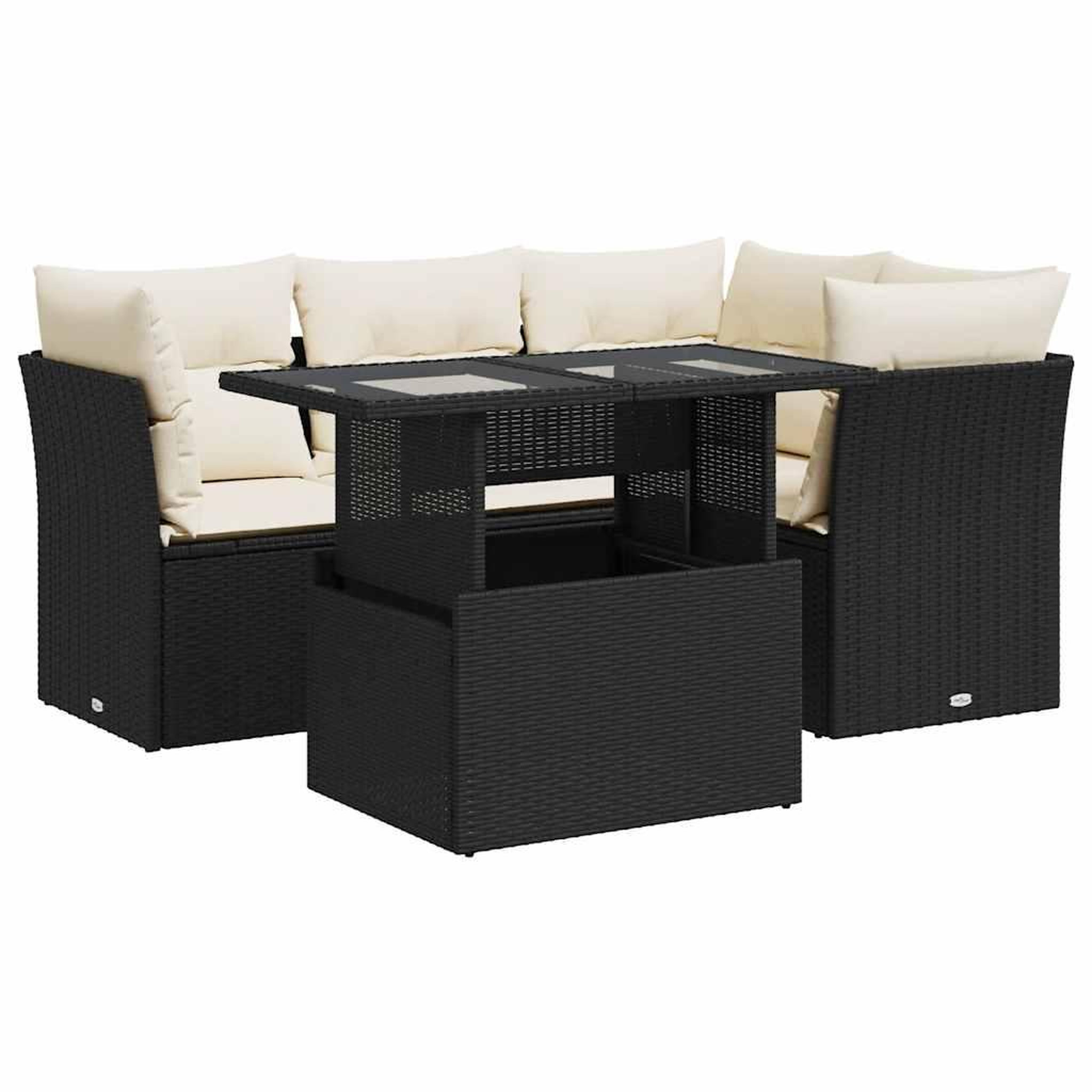 Voir la diapositive 2 : VIDAXL Salon de jardin 5 pcs avec coussins noir resine tressee
