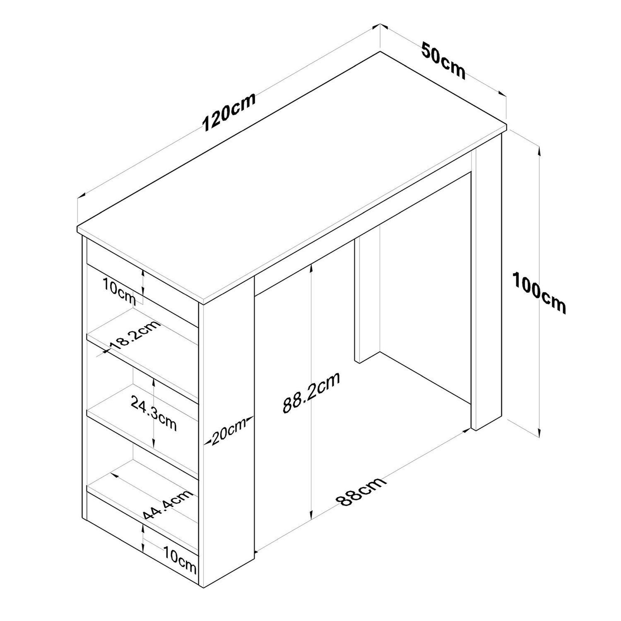 Voir la diapositive 3 : TOILINUX Table de bar avec niches de rangements en bois - marron et blanc