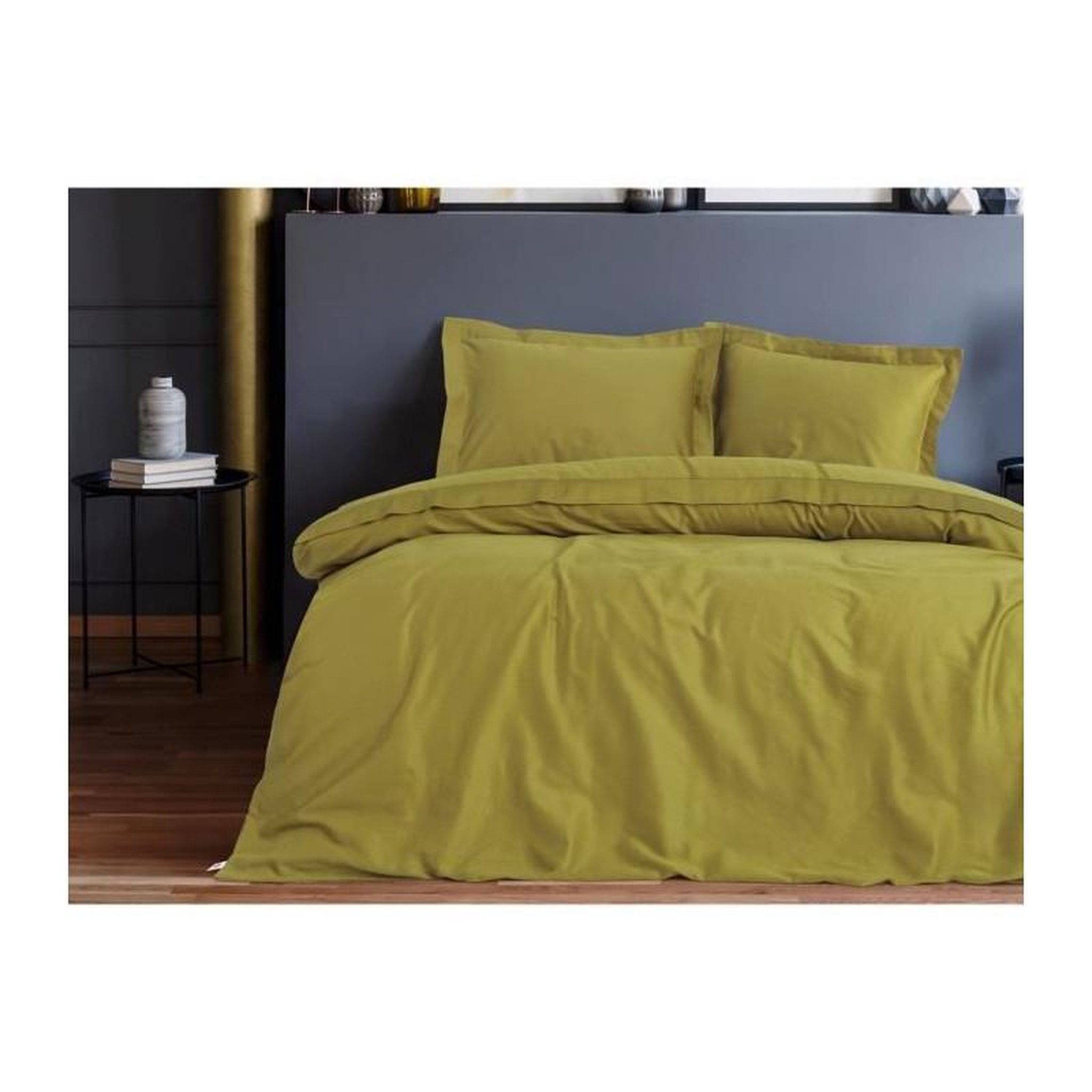 Voir la diapositive 3 : GENERIQUE Parure de lit - 129CTN63973 - 1 housse de couette 220 x 240 cm + 2 taies d'oreiller 60 x 60 cm - Satiné 100% coton - Vert