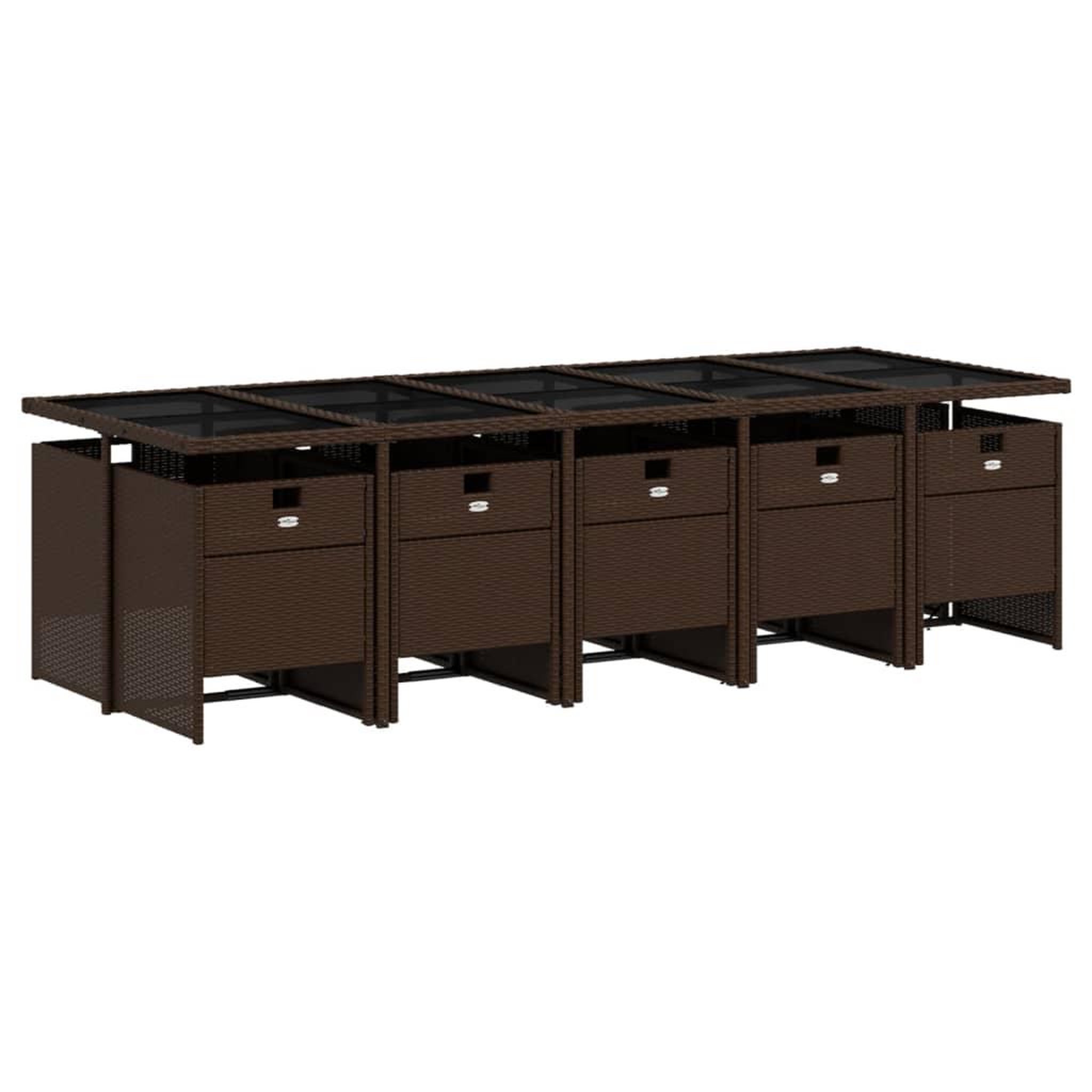 Voir la diapositive 3 : VIDAXL Ensemble a manger de jardin et coussins 11 pcs marron rotin