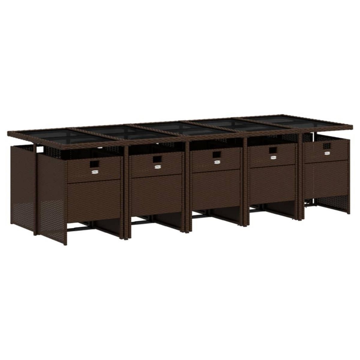 VIDAXL Ensemble a manger de jardin et coussins 11 pcs marron rotin