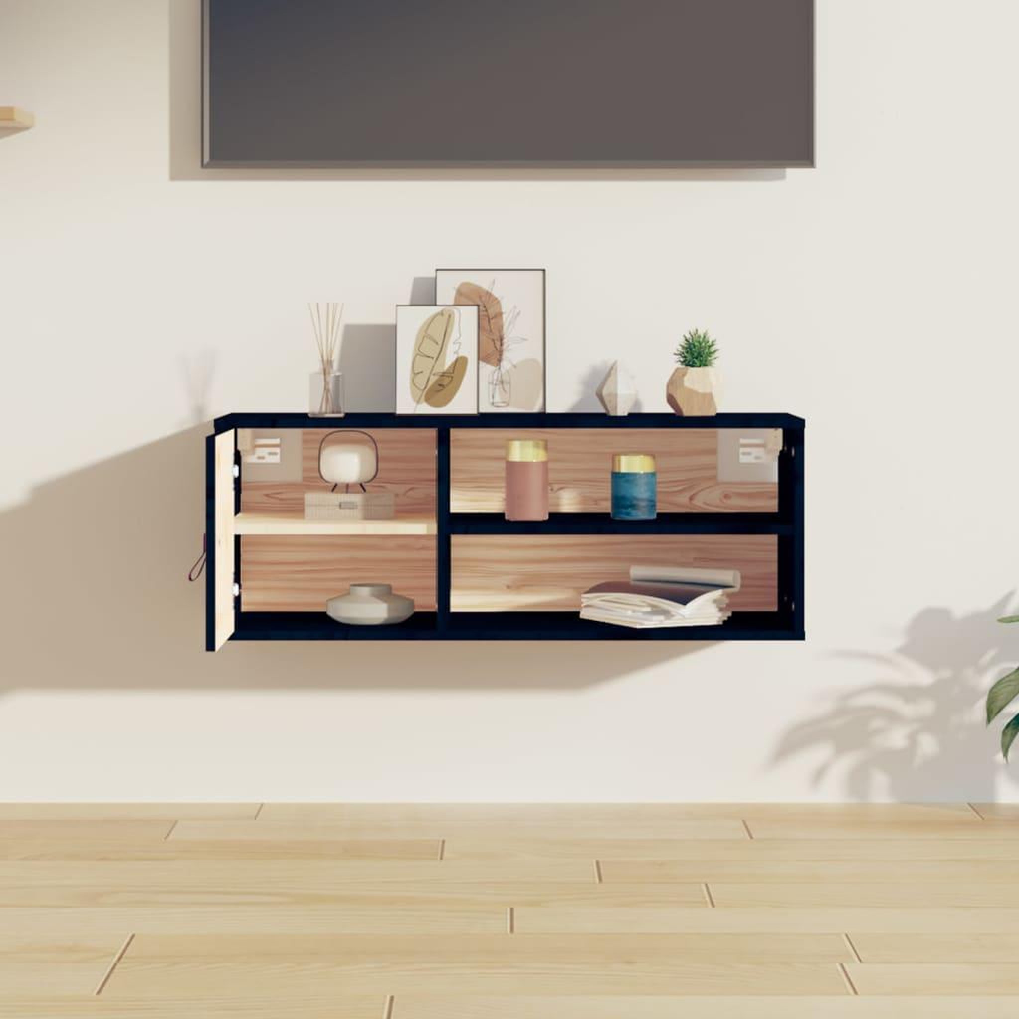 Voir la diapositive 3 : VIDAXL Armoire murale Noir 80x30x30 cm Bois de pin massif