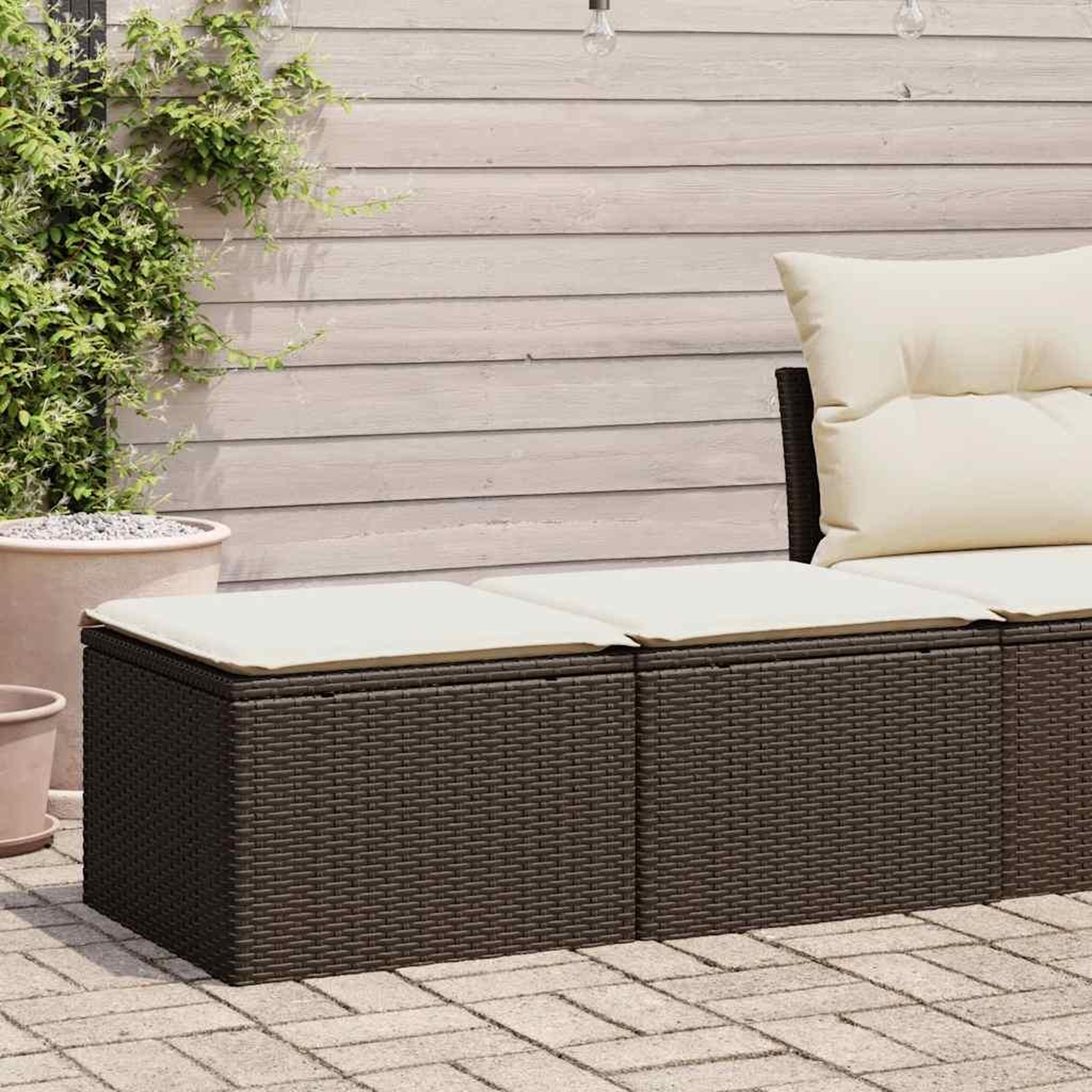 VIDAXL Salon de jardin avec coussins 2pcs marron resine tressee acacia