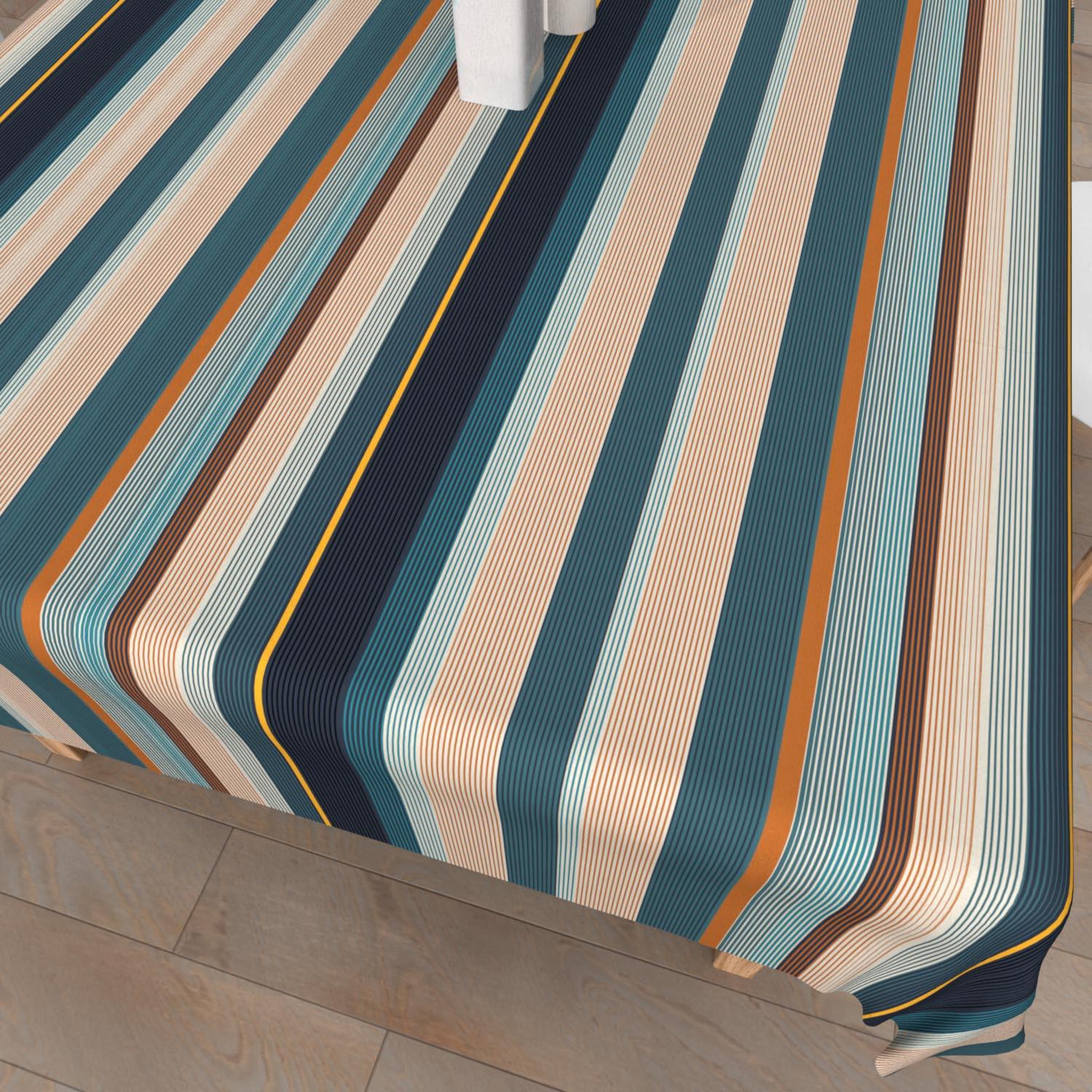 Voir la diapositive 2 : SOLEIL D'OCRE Nappe imprimée anti-tâches BAYADERES, par Soleil d'Ocre
