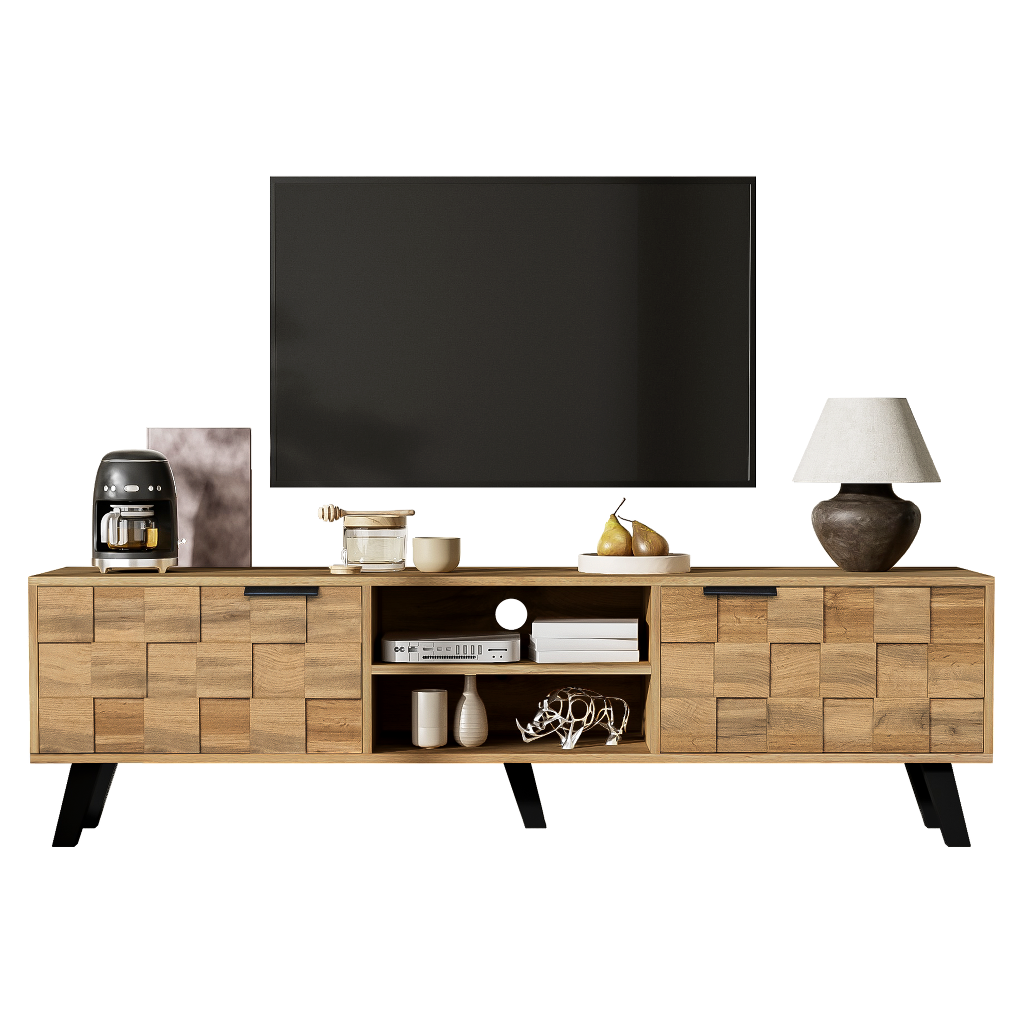 MERAX Meuble tv. Coloris disponibles : Marron