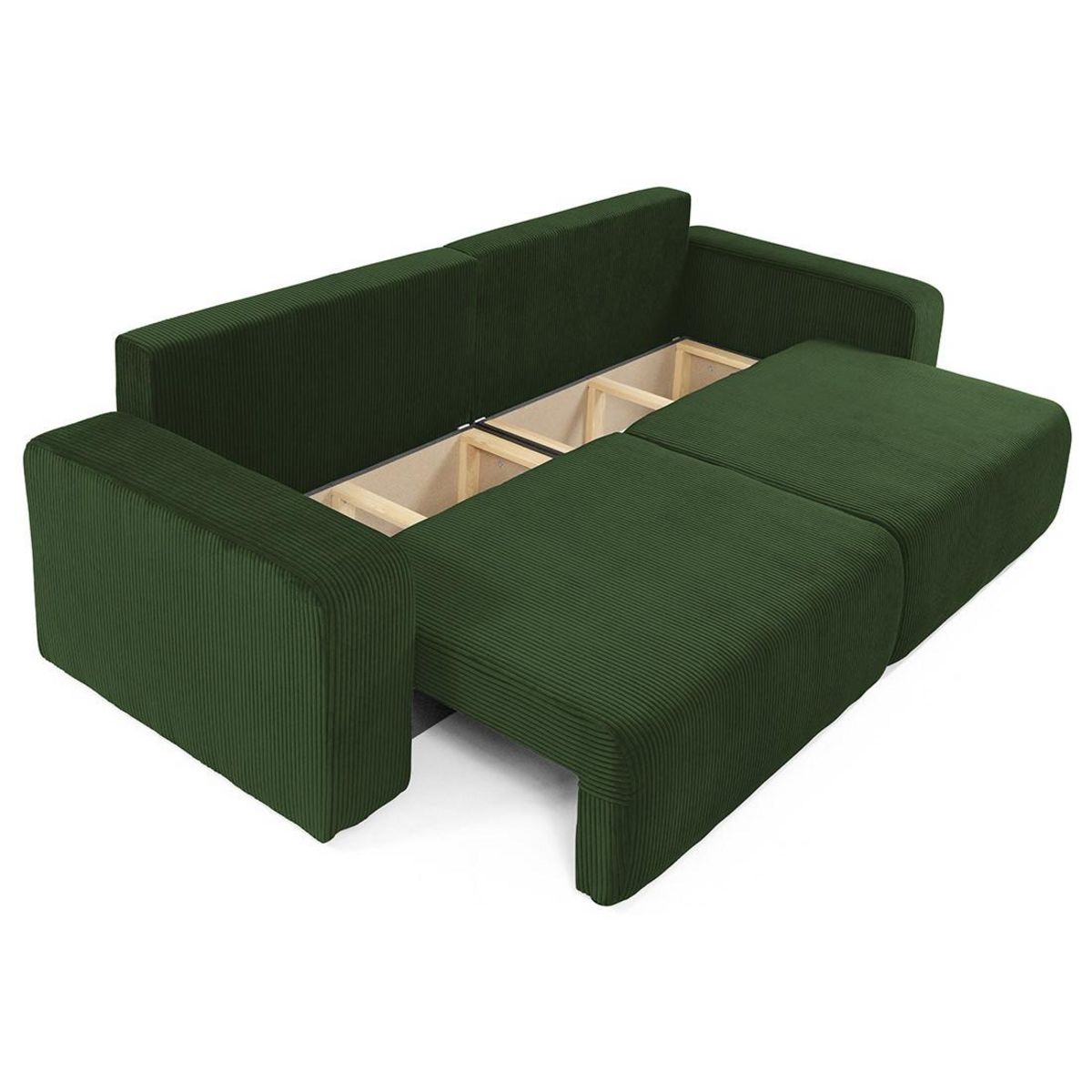 BEST MOBILIER Artemisa - canapé droit 3 places convertible avec coffre en velours côtelé