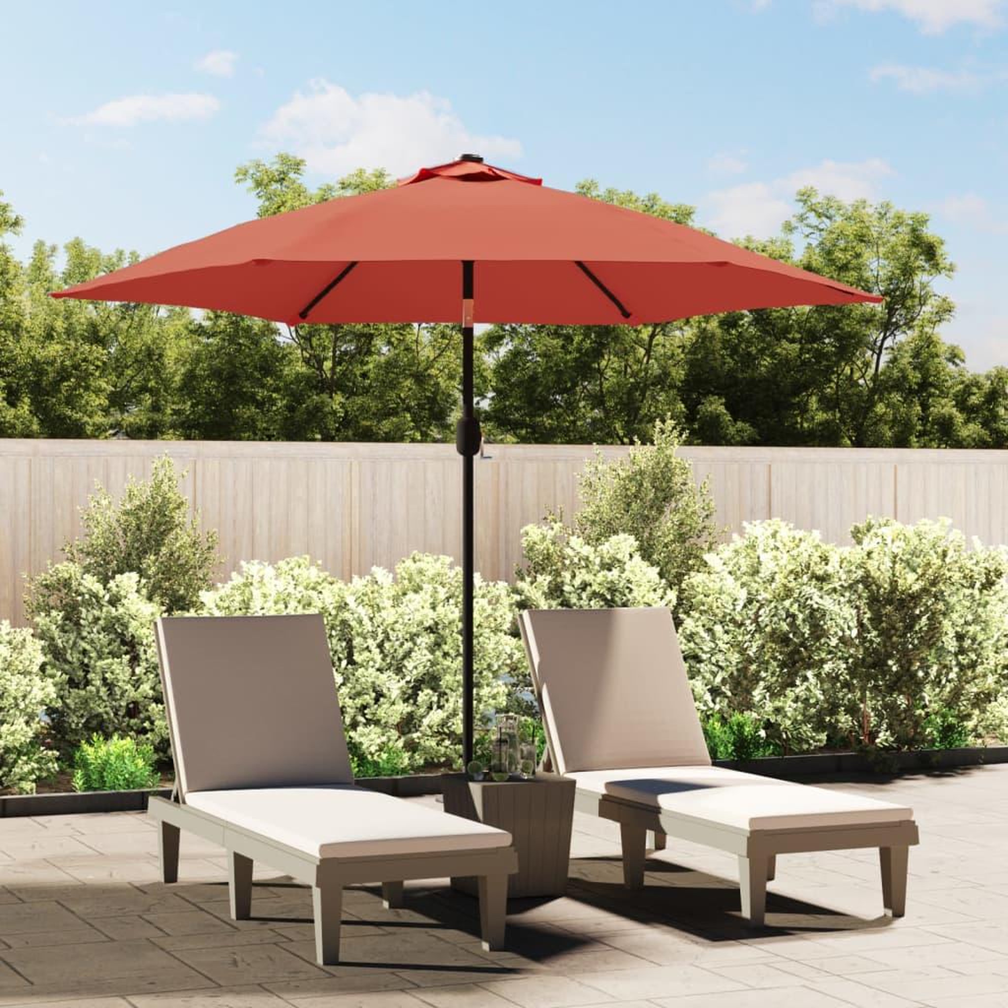 Voir la diapositive 1 : VIDAXL Parasol de jardin avec lumieres LED et mat en acier terre cuite