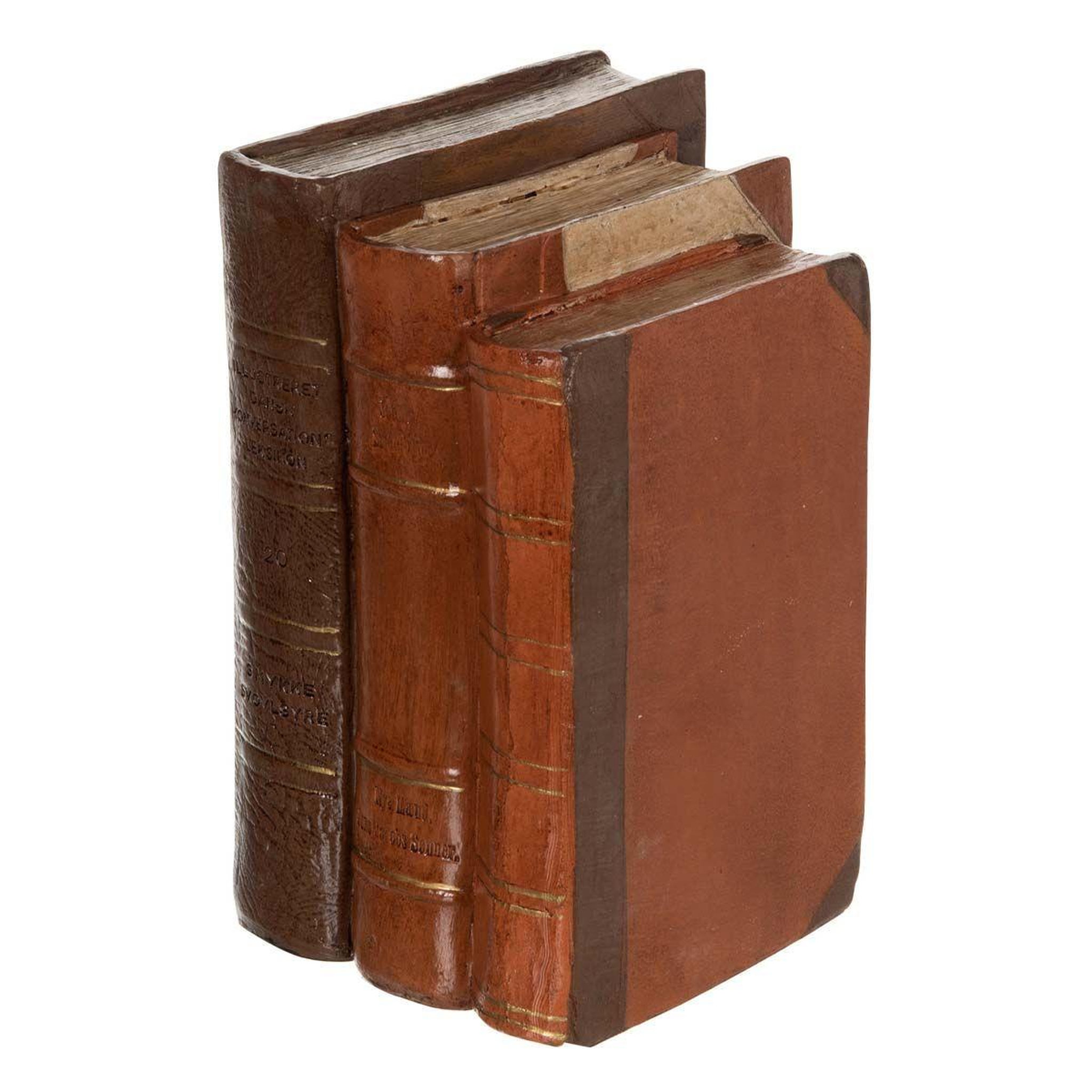 Voir la diapositive 1 : J-LINE 3 livres déco  adam  20cm marron