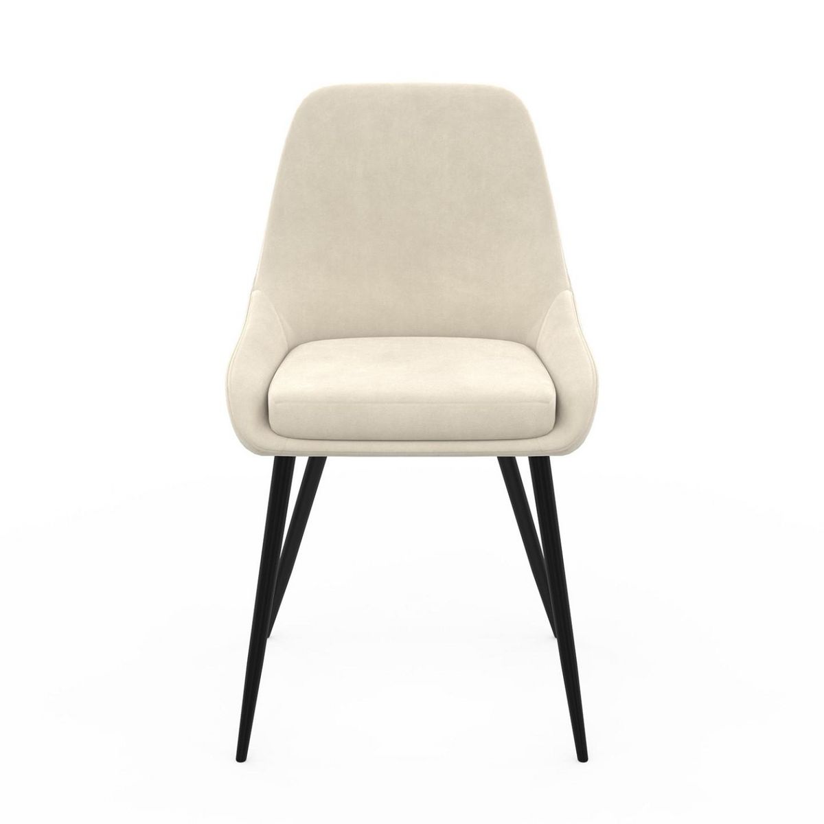 ID MARKET Lot de 6 chaises THALYA en velours beige avec accoudoirs