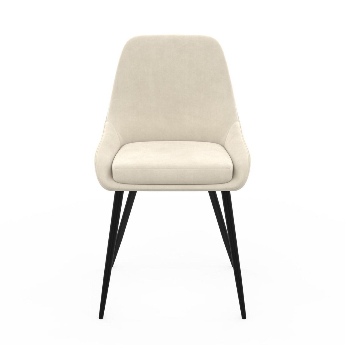 ID MARKET Lot de 6 chaises THALYA en velours beige avec accoudoirs