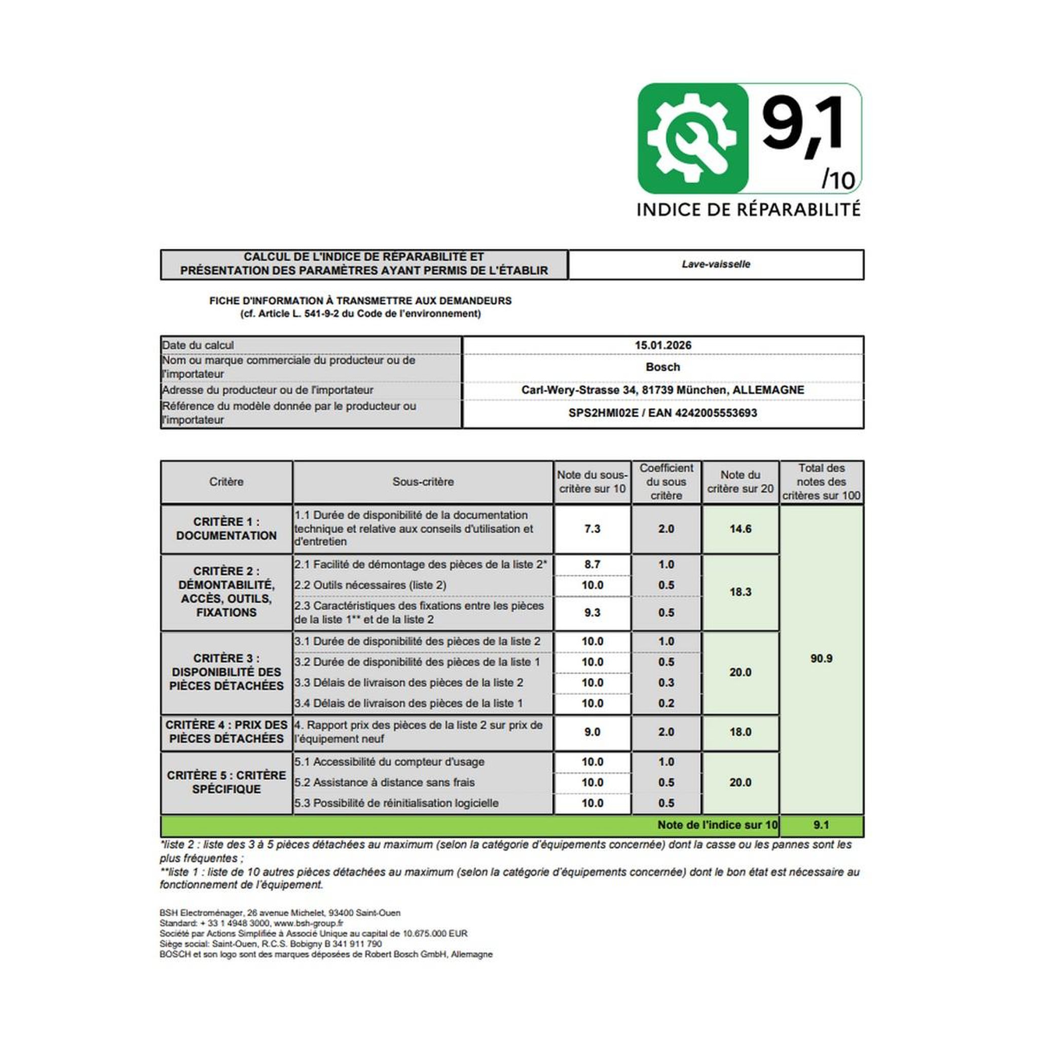 Voir la diapositive 4 : BOSCH Lave-vaisselle 45cm 10 couverts 46db - sps2hmi02e