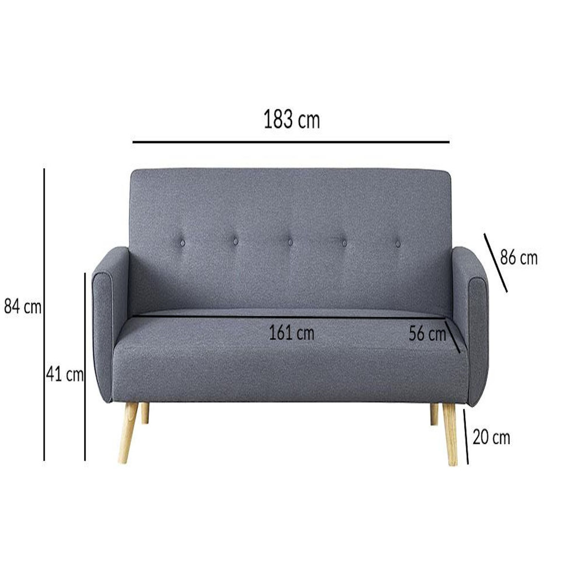 CONCEPT USINE Canapé scandinave convertible 3 places en tissu beige BERLIN