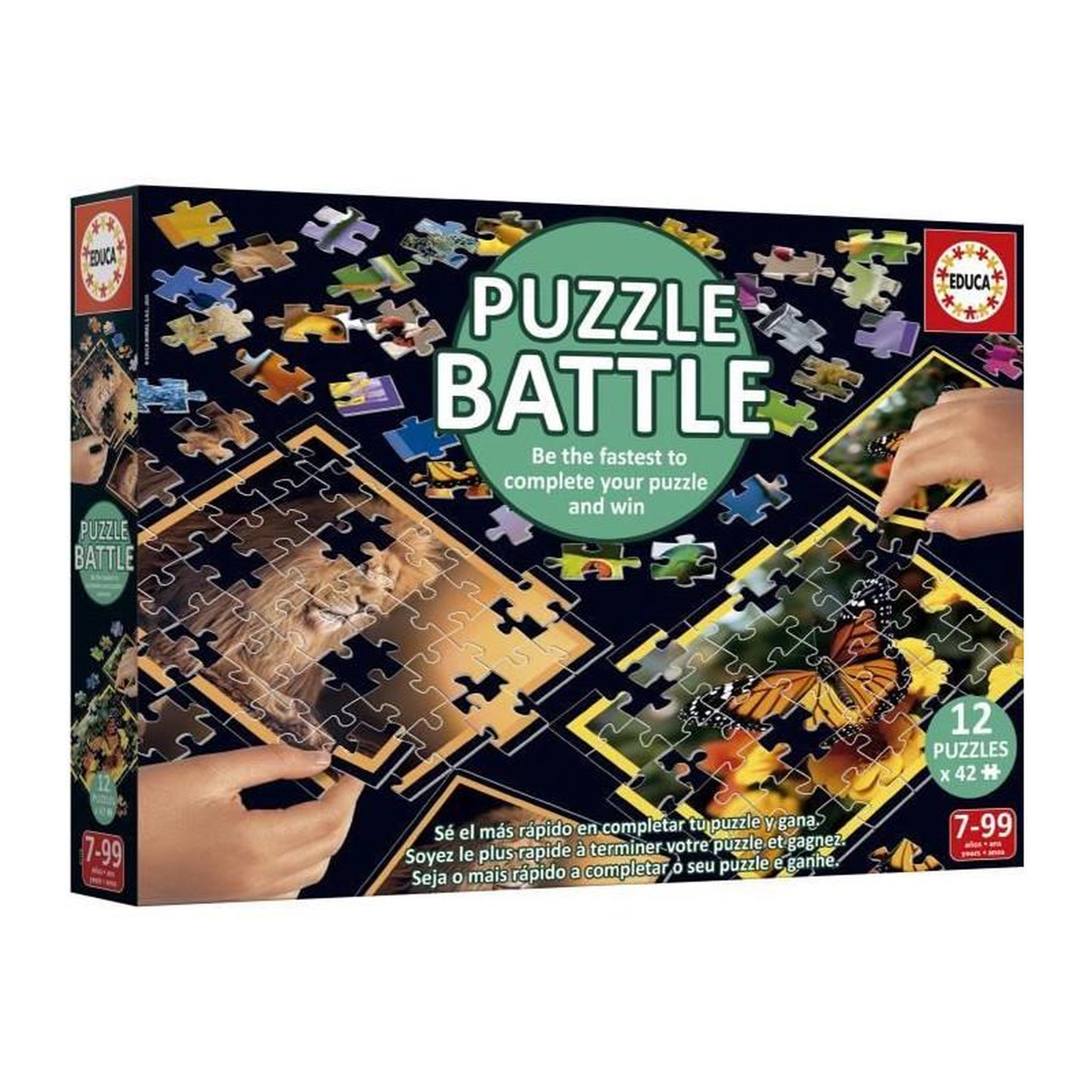 Voir la diapositive 4 : EDUCA Puzzle enfant Battle Jr Natura – Coffret 12 puzzles de 42 pièces – Univers nature – Jeu éducatif – Dès 7 ans – Educa