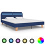 Voir la diapositive 1 : VIDAXL Cadre de lit avec LED sans matelas bleu tissu 180x200 cm