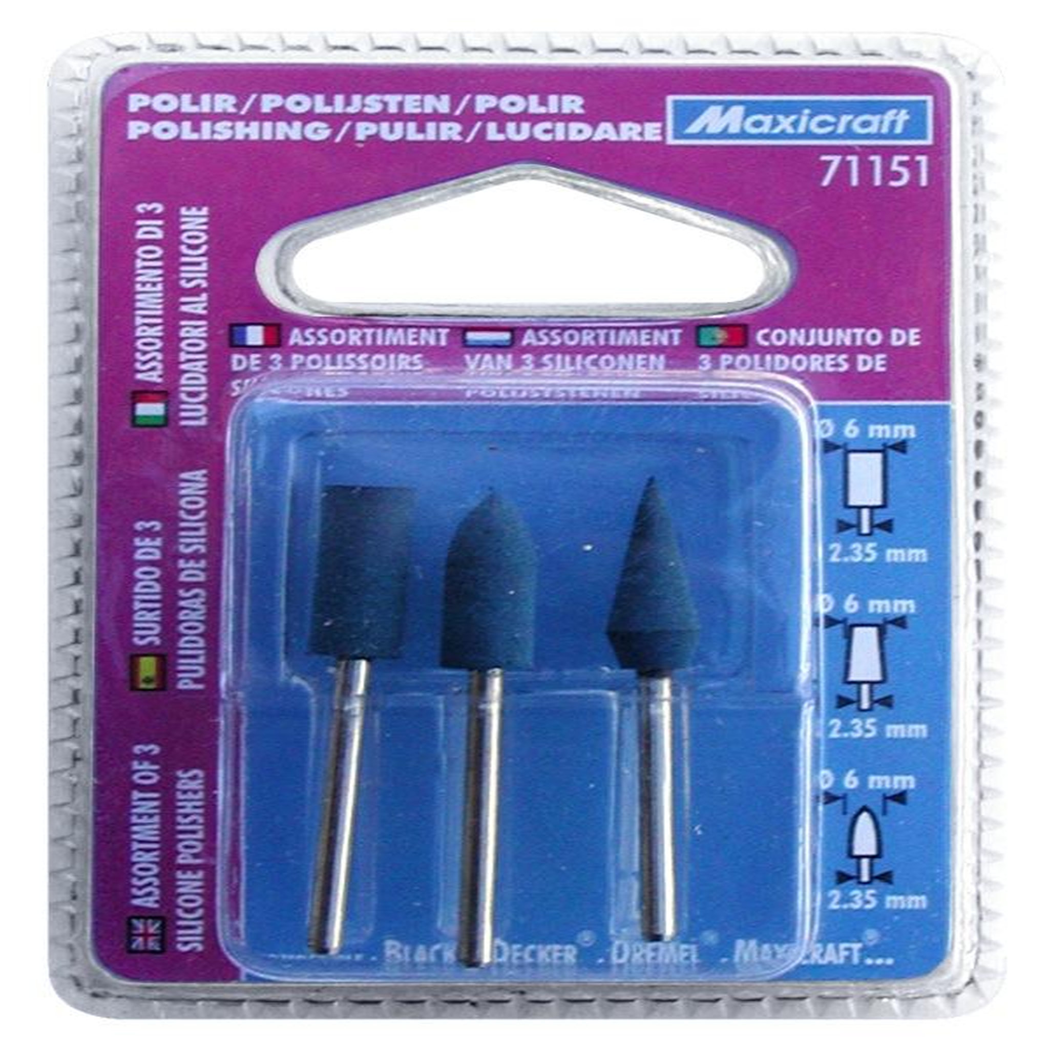 MAXICRAFT 3 polissoirs silicone haute qualité Ø 6 mm