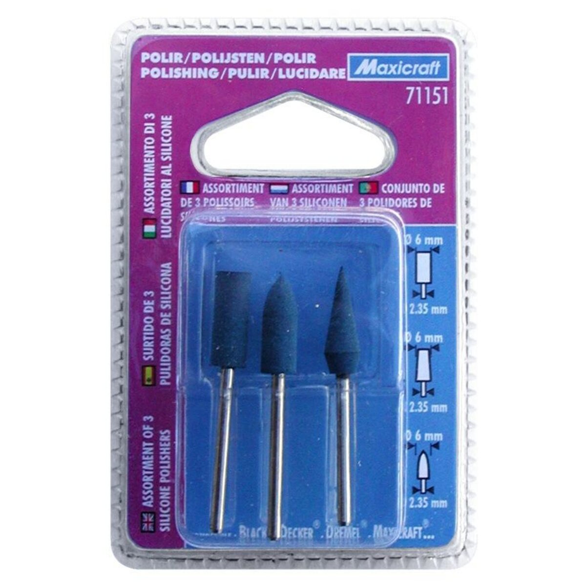 MAXICRAFT 3 polissoirs silicone haute qualité Ø 6 mm
