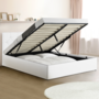 Voir la diapositive 2 : ID MARKET Lit coffre double AUSTIN avec tête de lit et sommier 140 x 190 cm PVC blanc
