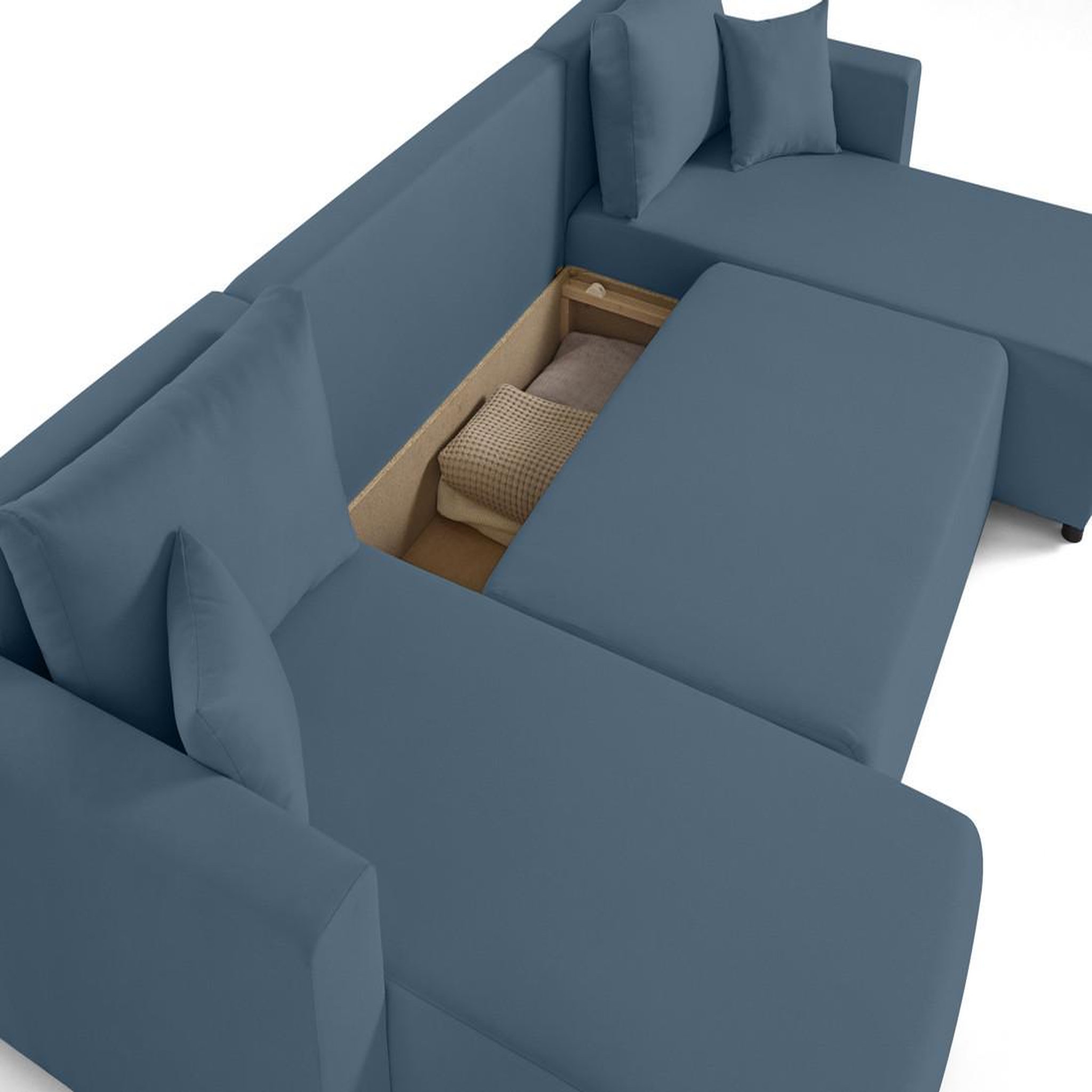 Voir la diapositive 4 : BEST MOBILIER Regala - canapé panoramique - 7 places - convertible avec coffre - en tissu
