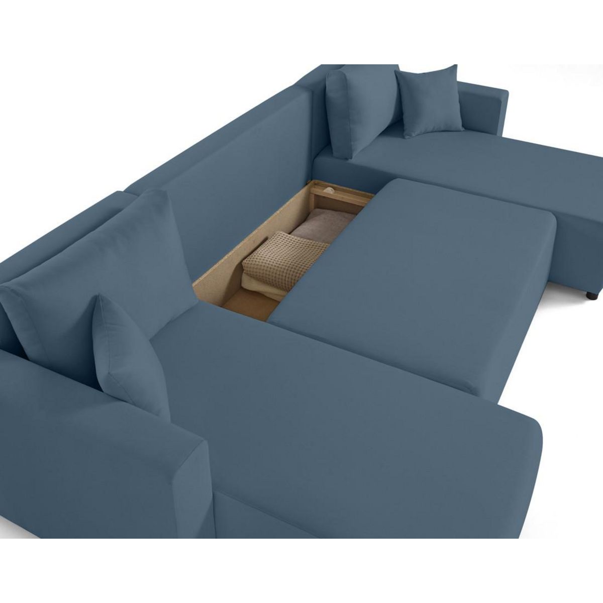 BEST MOBILIER Regala - canapé panoramique - 7 places - convertible avec coffre - en tissu