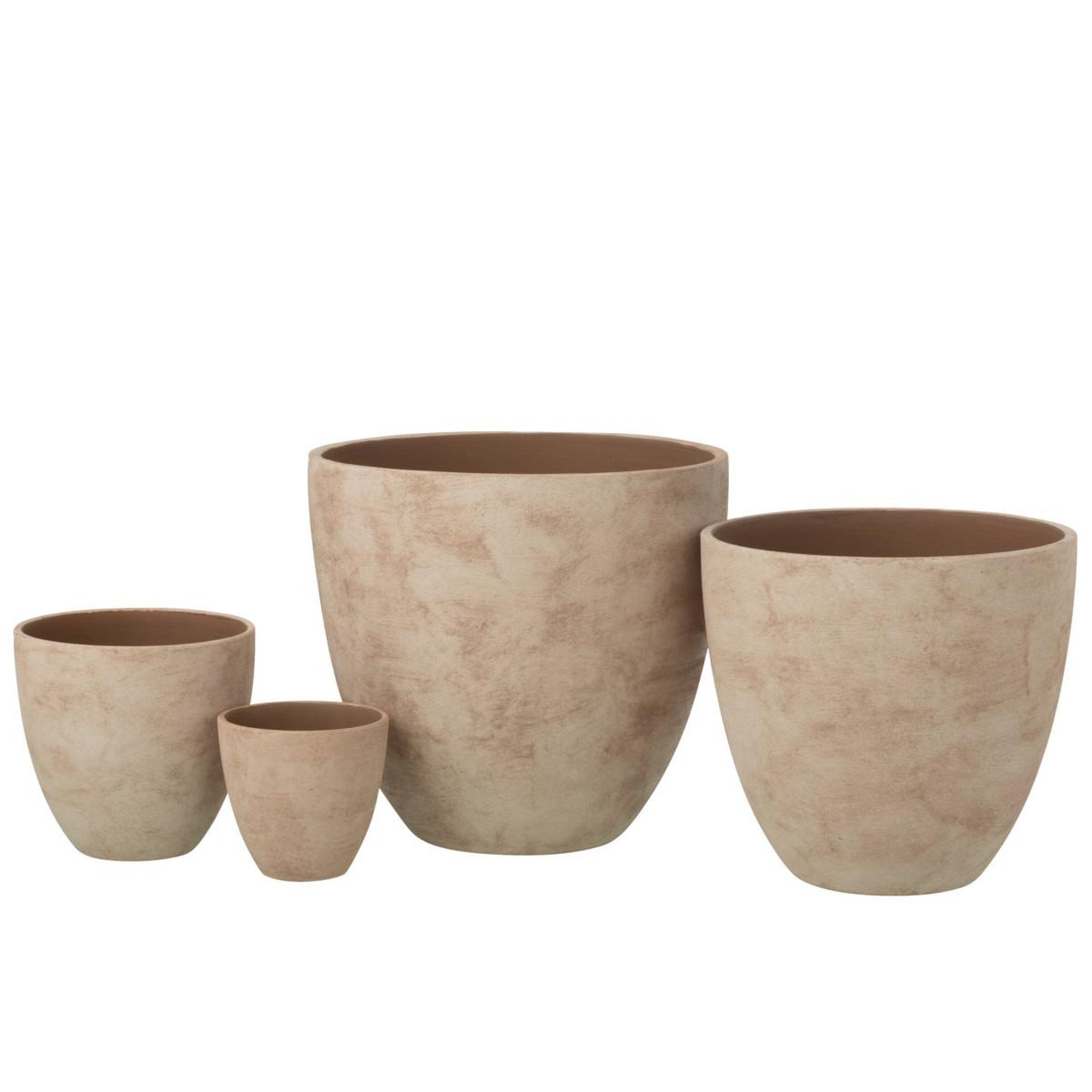 Voir la diapositive 2 : J-LINE Cache-pot rond en céramique  terra  30cm beige