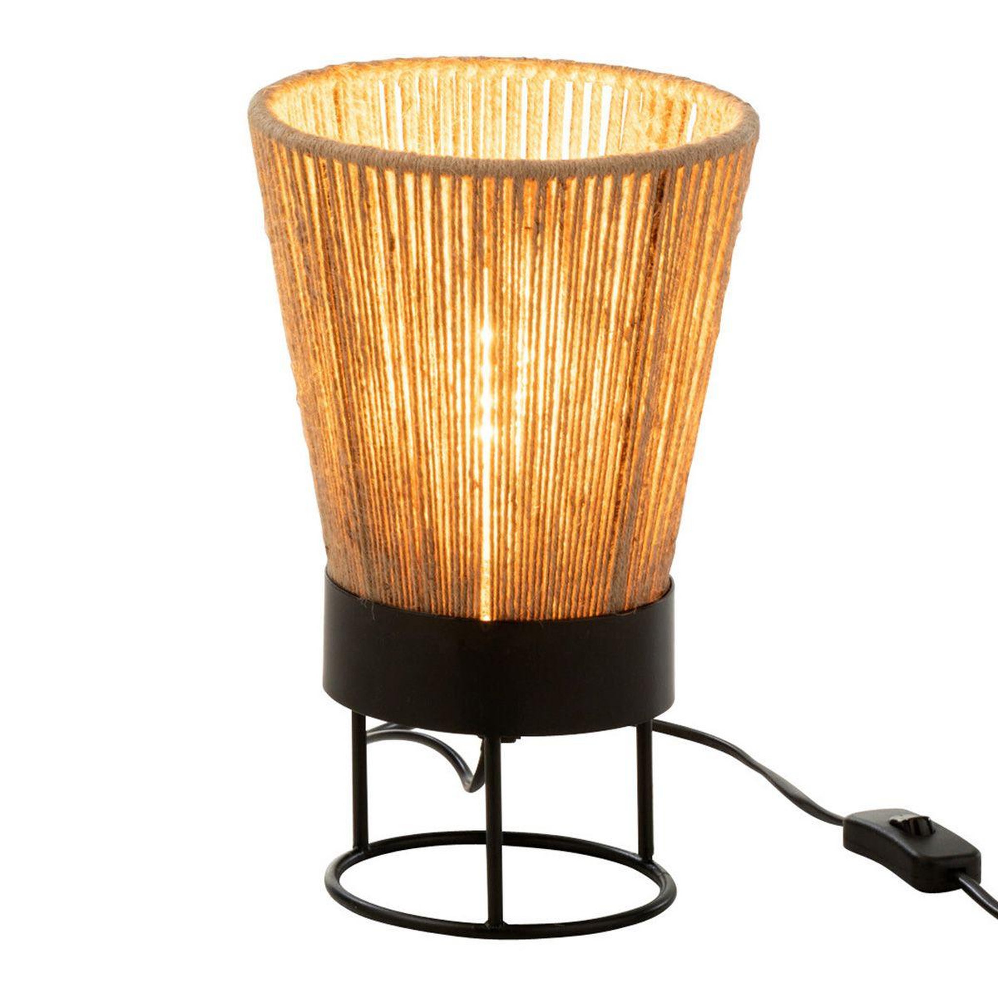 Voir la diapositive 2 : J-LINE Lampe à poser en jute  nina  28cm naturel