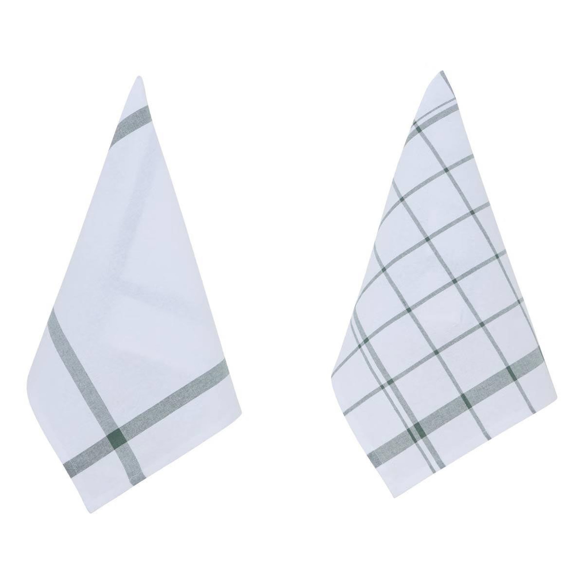 ATMOSPHERA Lot de 2 torchons de cuisine  traditionnels  70cm vert