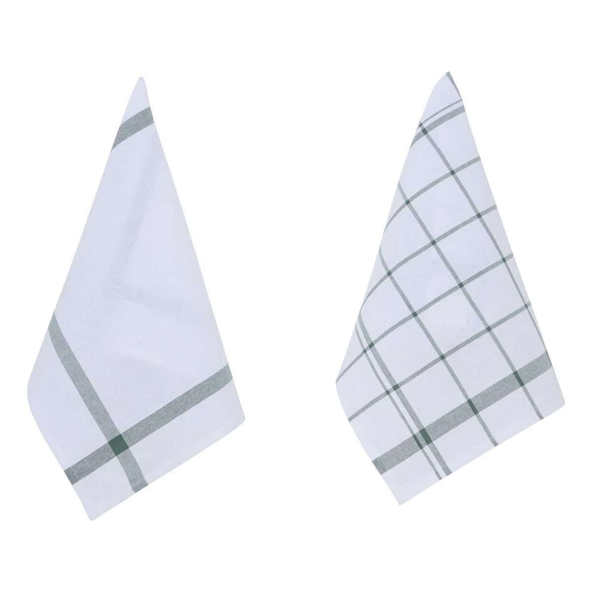 ATMOSPHERA Lot de 2 Torchons de Cuisine  Traditionnels  70cm Vert