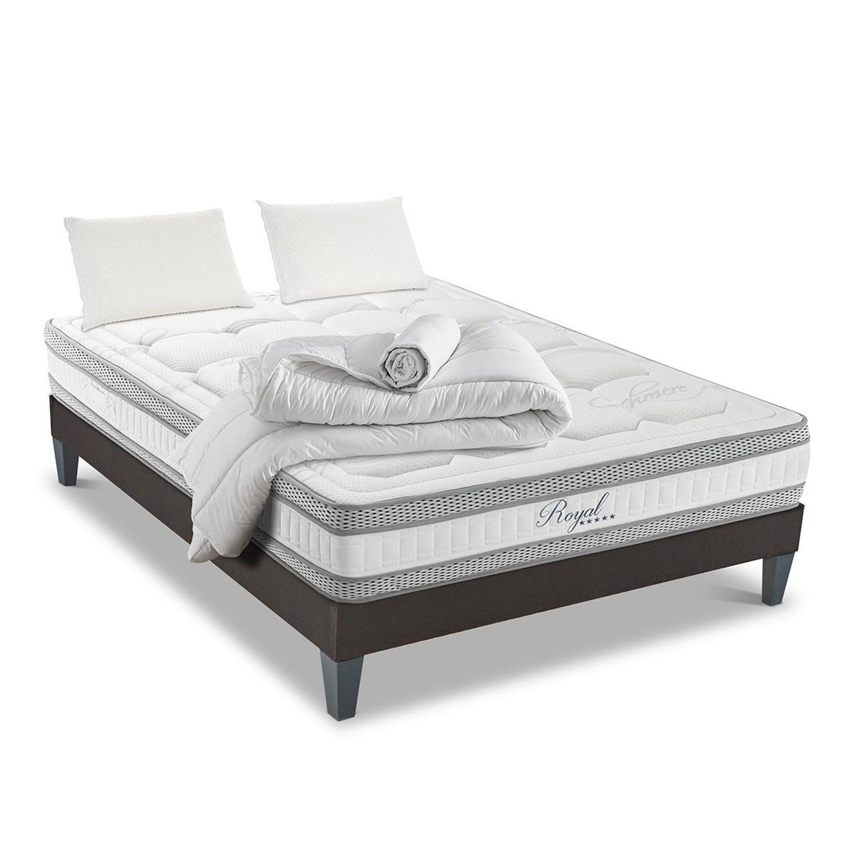 HYPSOM HYPSOM | Pack Prêt à dormir ROYAL 5* | Matelas Mémoire de forme + Sommier + Accessoires