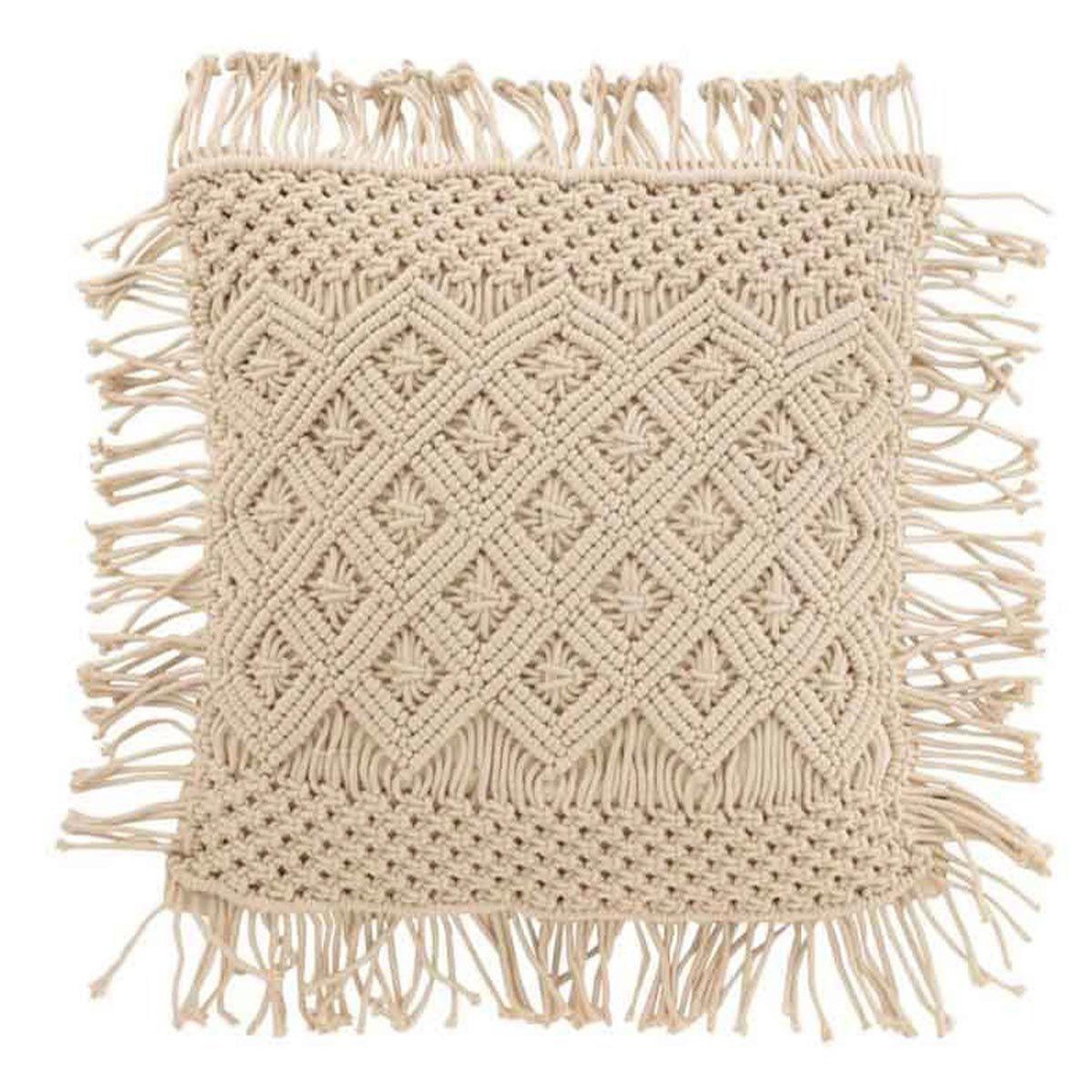 J-LINE Coussin déco  cosy losange  45x45cm beige