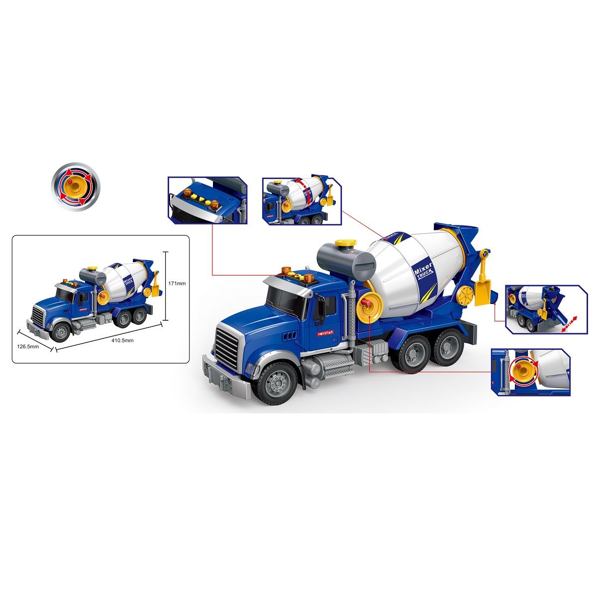 Ferry Jacques & Cie FER CAMION TOUPIE A FRICTION 35CM SON ET LUMIERE