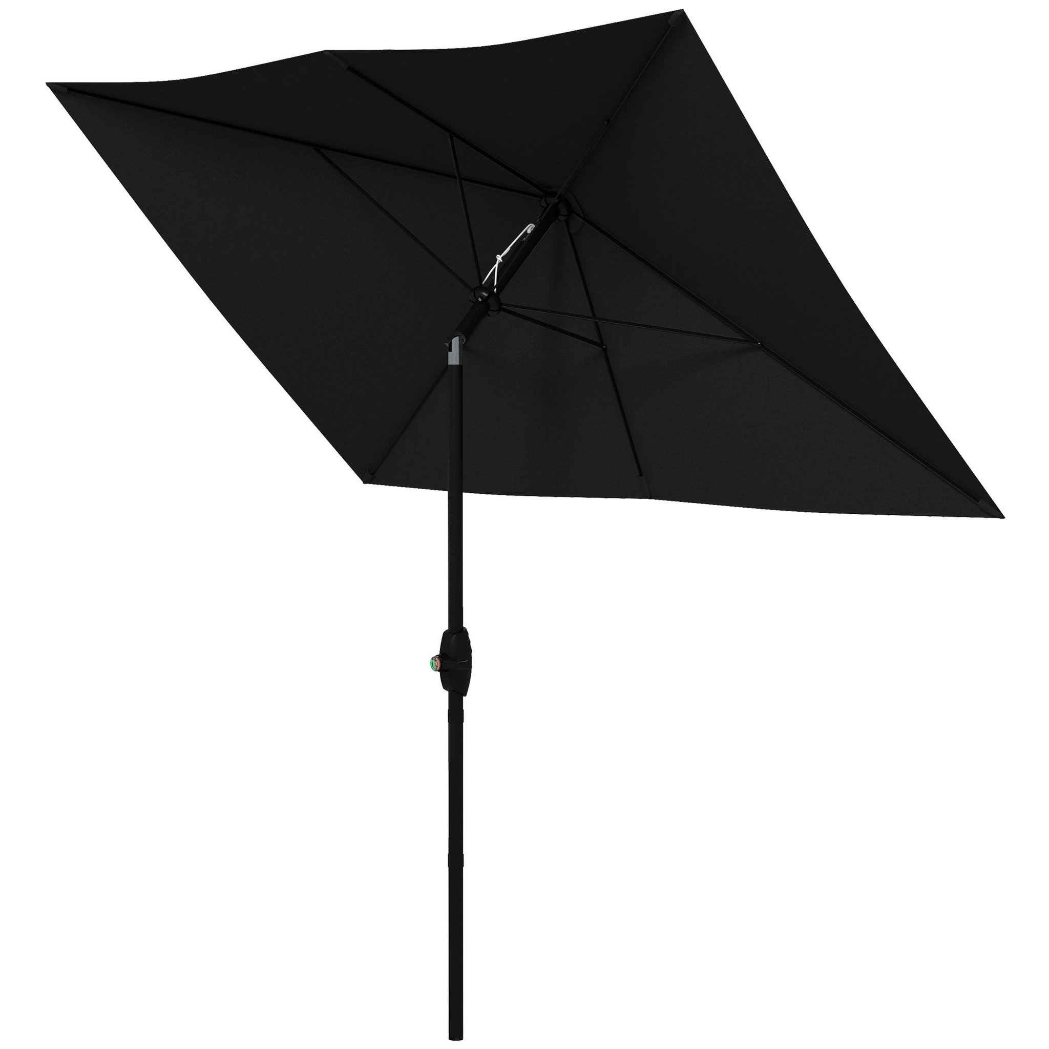 OUTSUNNY Parasol rectangulaire inclinable de jardin avec manivelle métal polyester haute densité anti UV 50+ noir