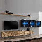 Paris Prix Ensemble Meuble TV  Switch Lamel XVII  340cm Naturel & Noir