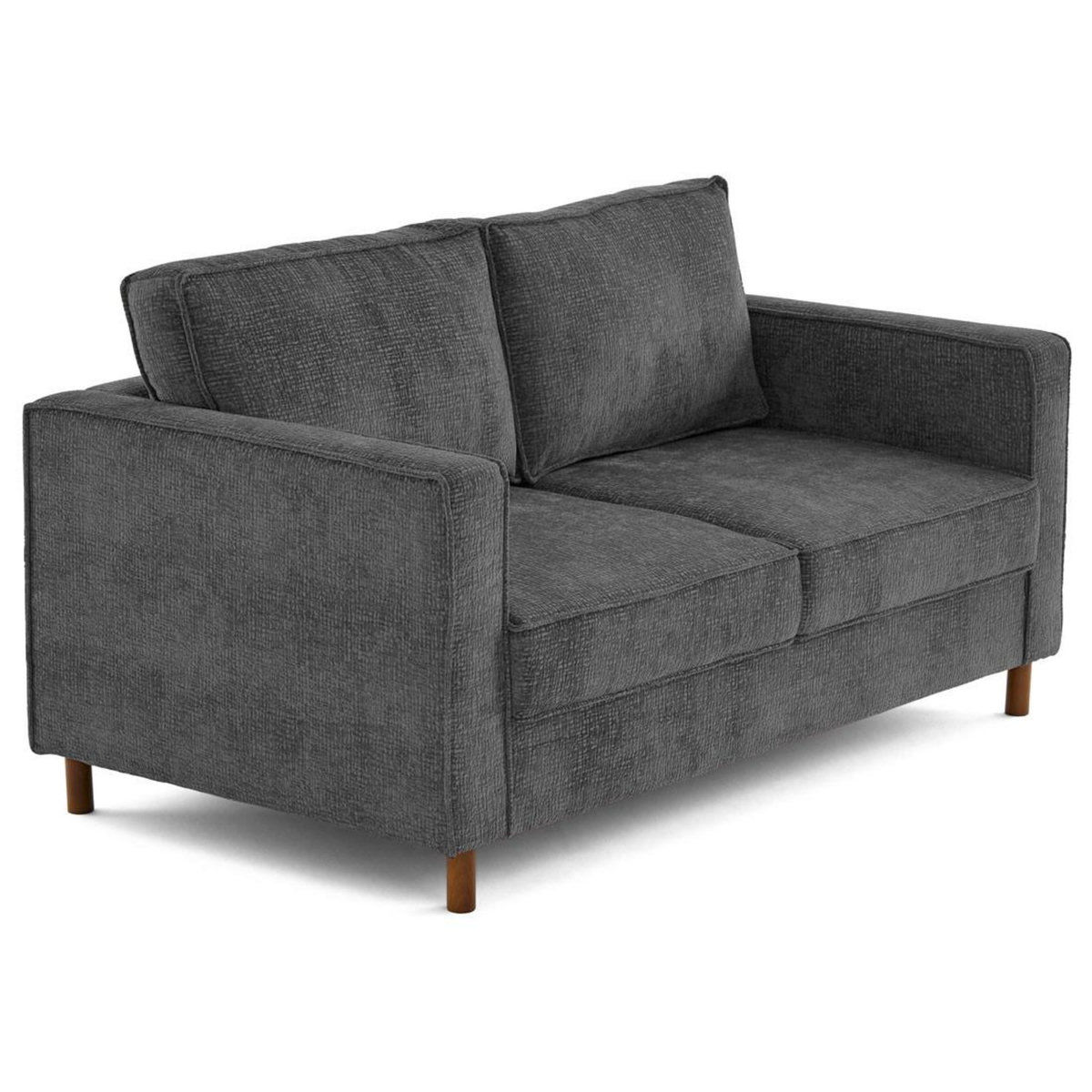 LISA DESIGN Jake - canapé droit 2 places en tissu velours relief - pieds en bois foncé