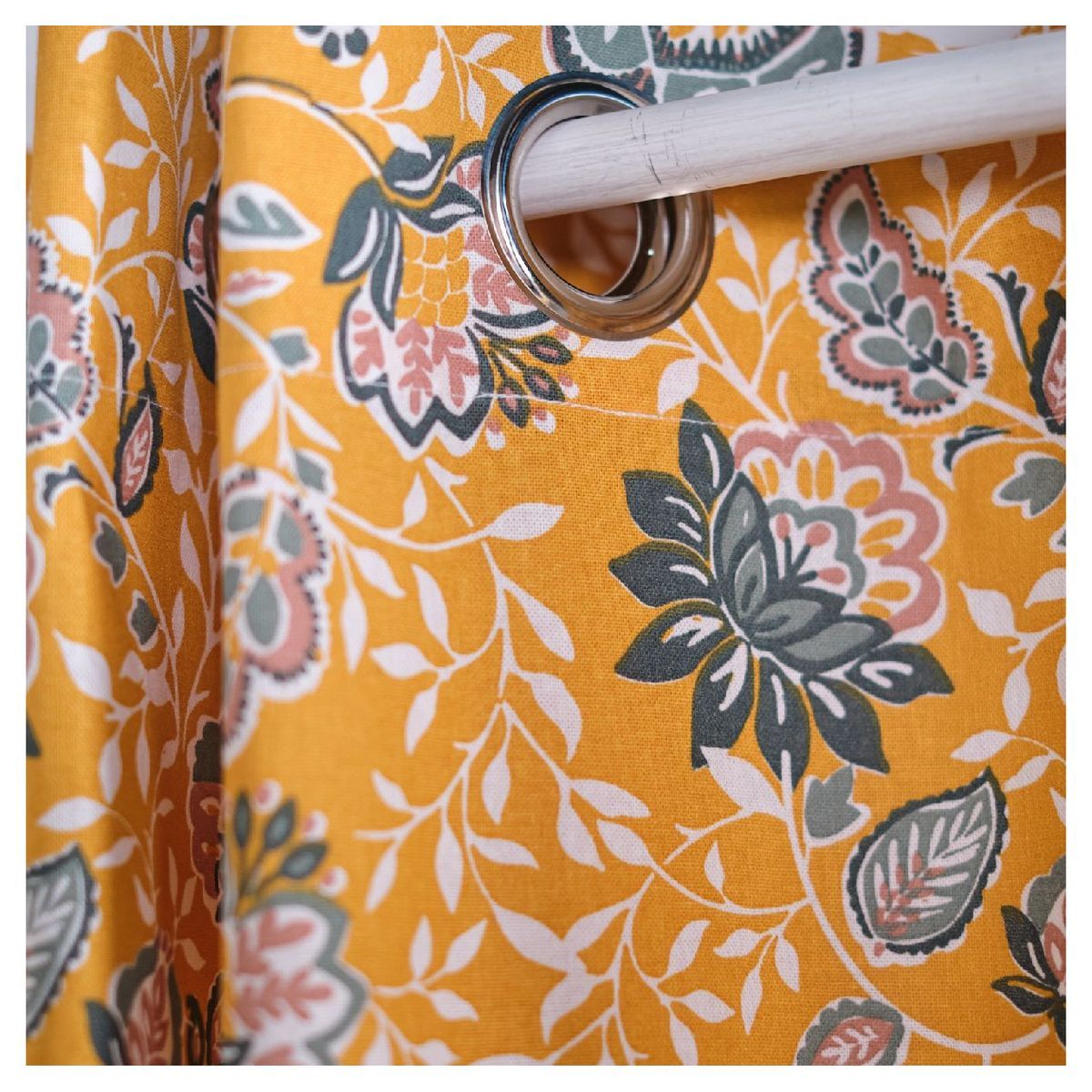 TODAY Rideau fantaisie à oeillets en coton INDIAN FLOWERS