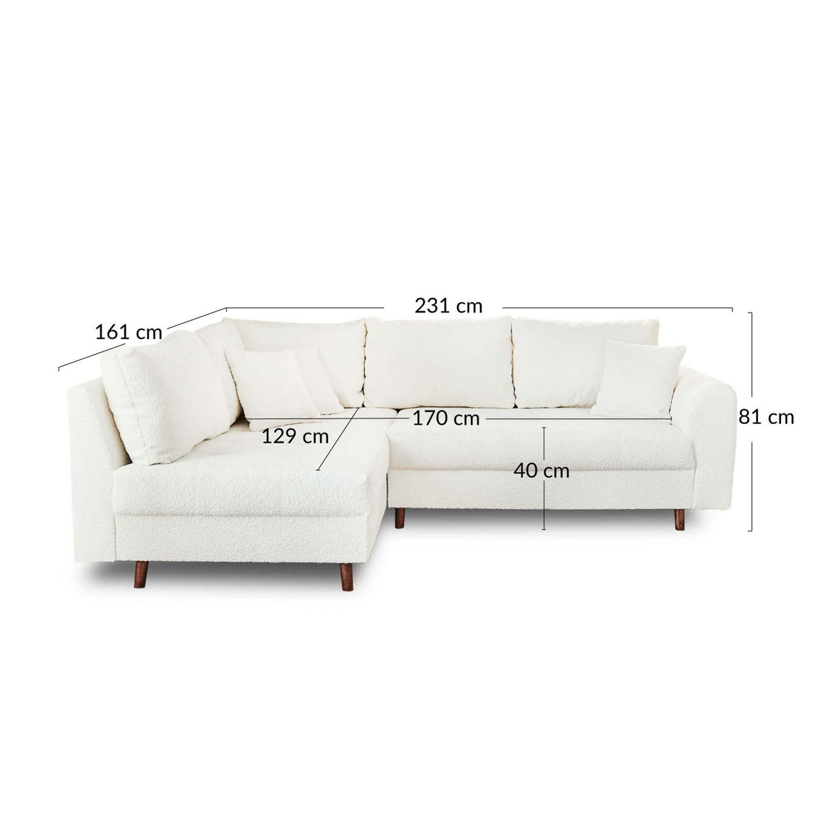 LISA DESIGN Rune - canapé d'angle gauche - 4 places - en tissu bouclette