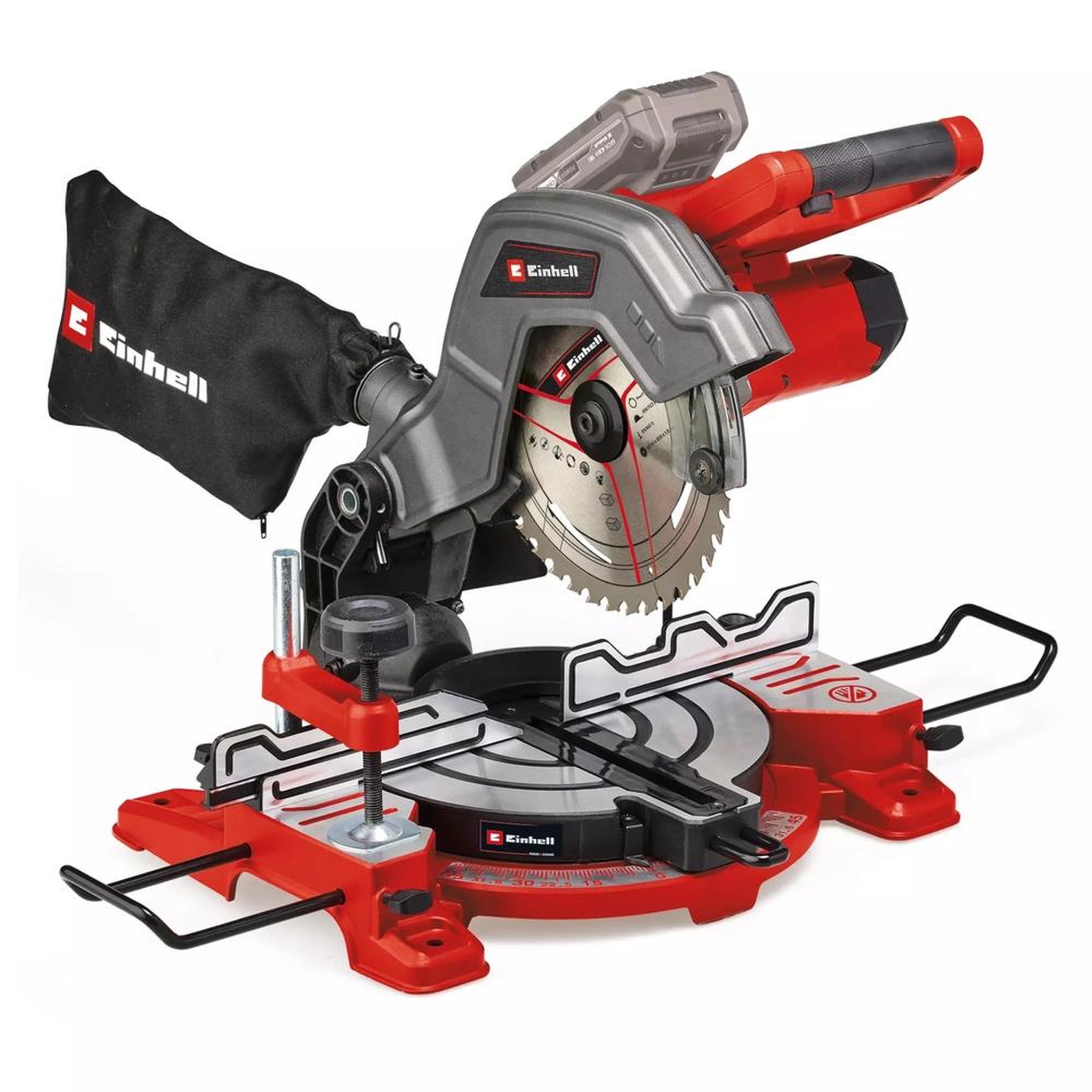 einhell scie à onglet sans fil te-ms 18/8 li-solo - 18v - lame 216mm - coupe 120x60mm - table pivotante - sans batterie