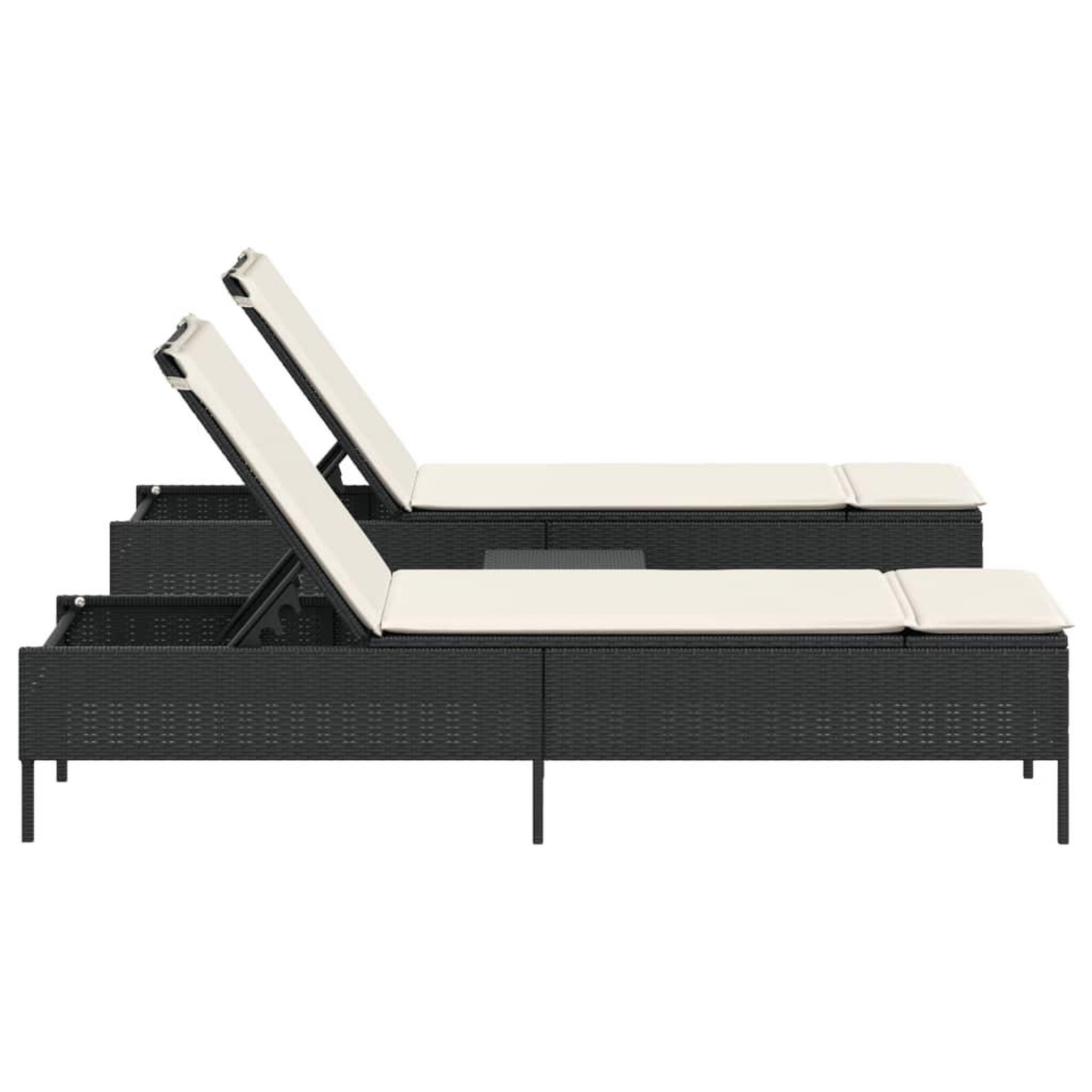 Voir la diapositive 5 : VIDAXL Ensemble de chaises longues avec coussins 3 pcs noir poly rotin