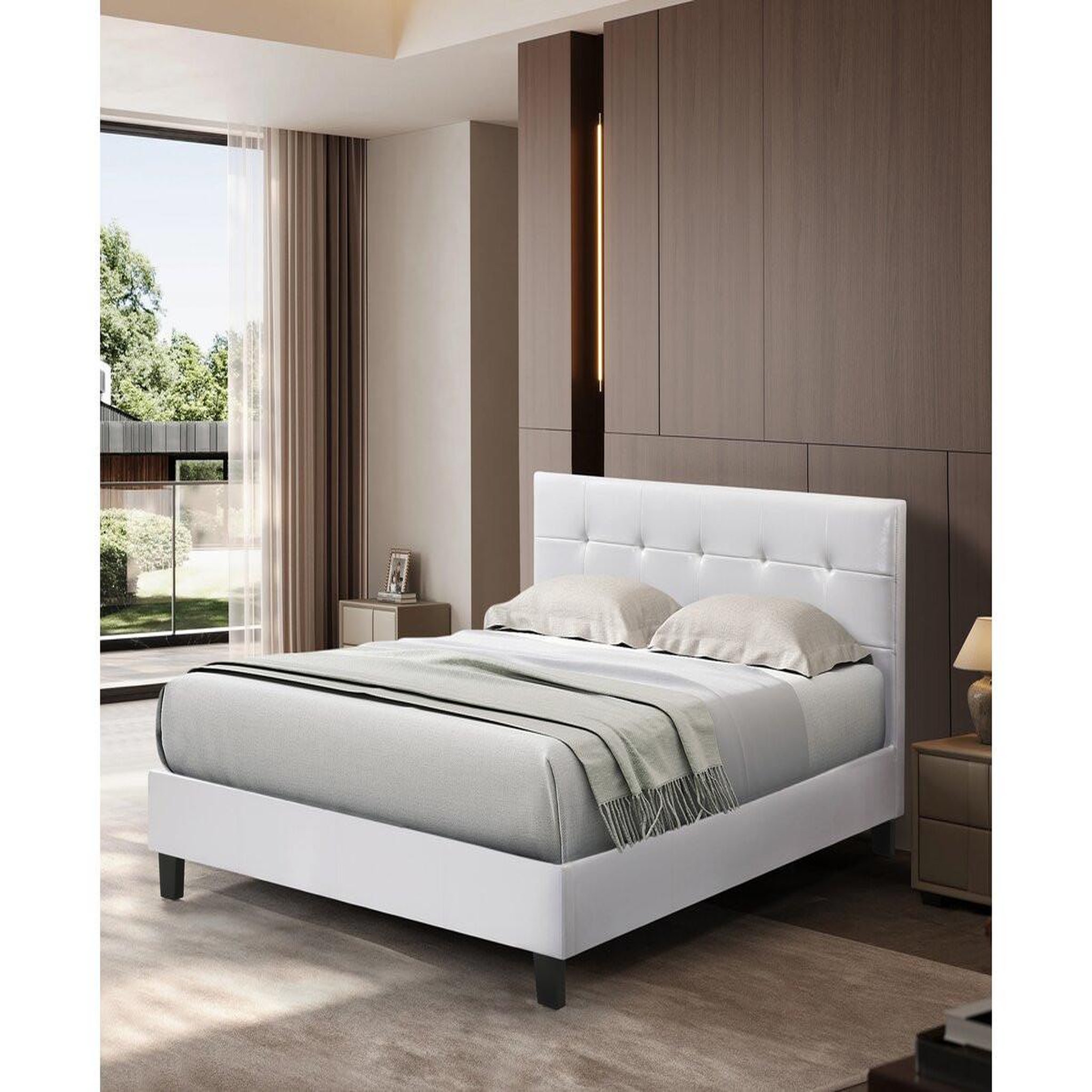 Voir la diapositive 2 : Habitat et Jardin Lit double en pvc  julia  - 160 x 200 cm - blanc