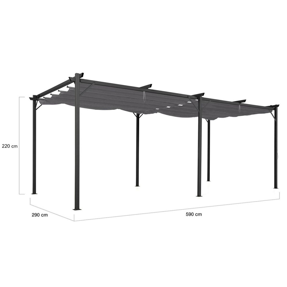 ID MARKET Pergola toit rétractable 6 pieds 3x6 M tonnelle gris anthracite