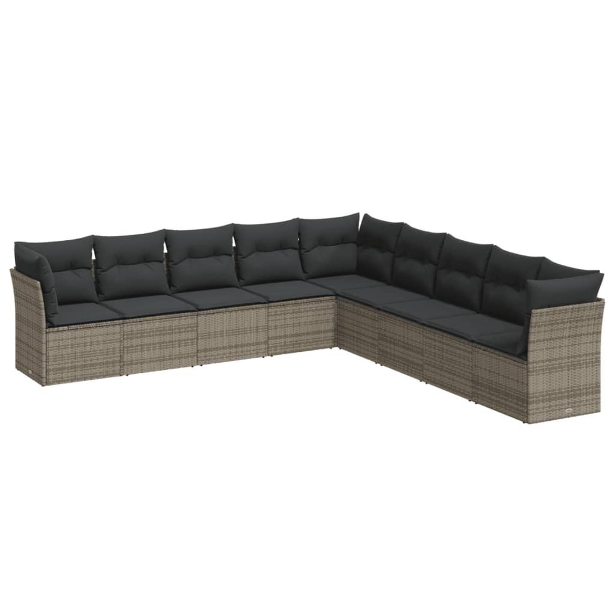 Voir la diapositive 2 : VIDAXL Salon de jardin 9 pcs avec coussins gris resine tressee