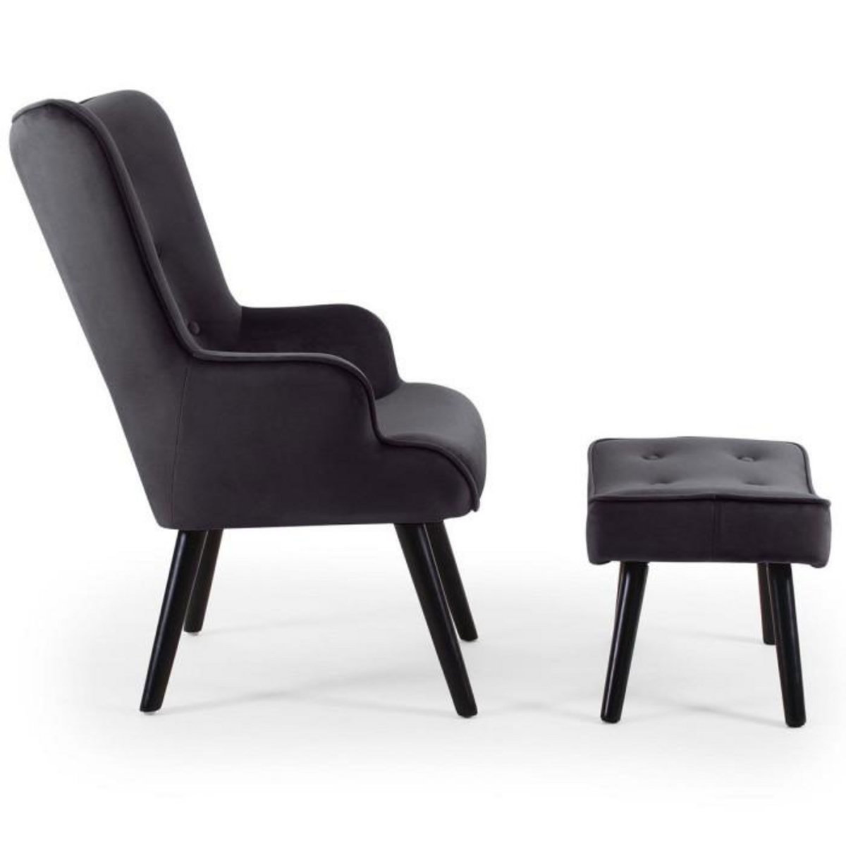 Paris Prix Fauteuil & Pouf Scandinave  Nomi  100cm Noir