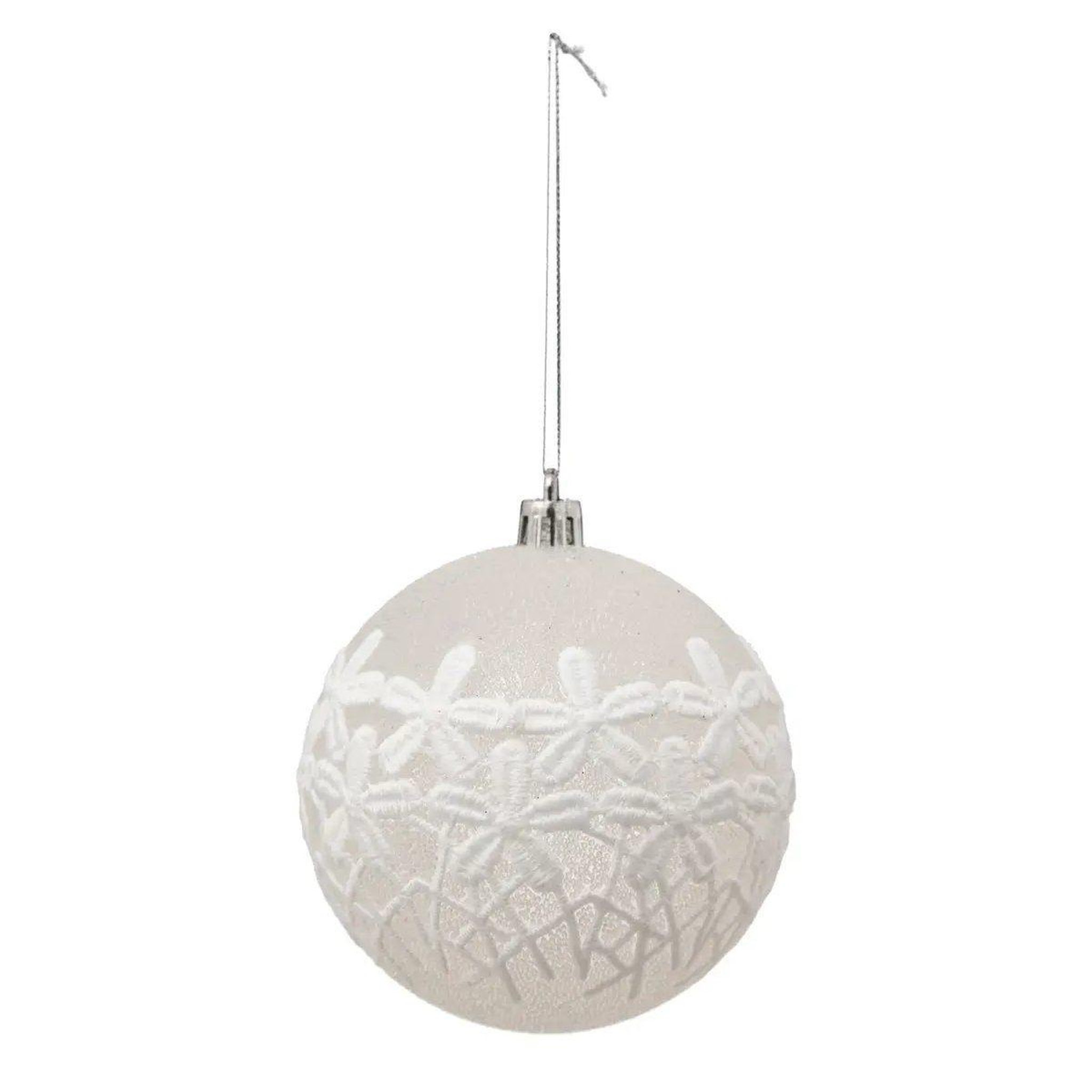 ATMOSPHERA Boule de noël  fleur en dentelle  8cm blanc