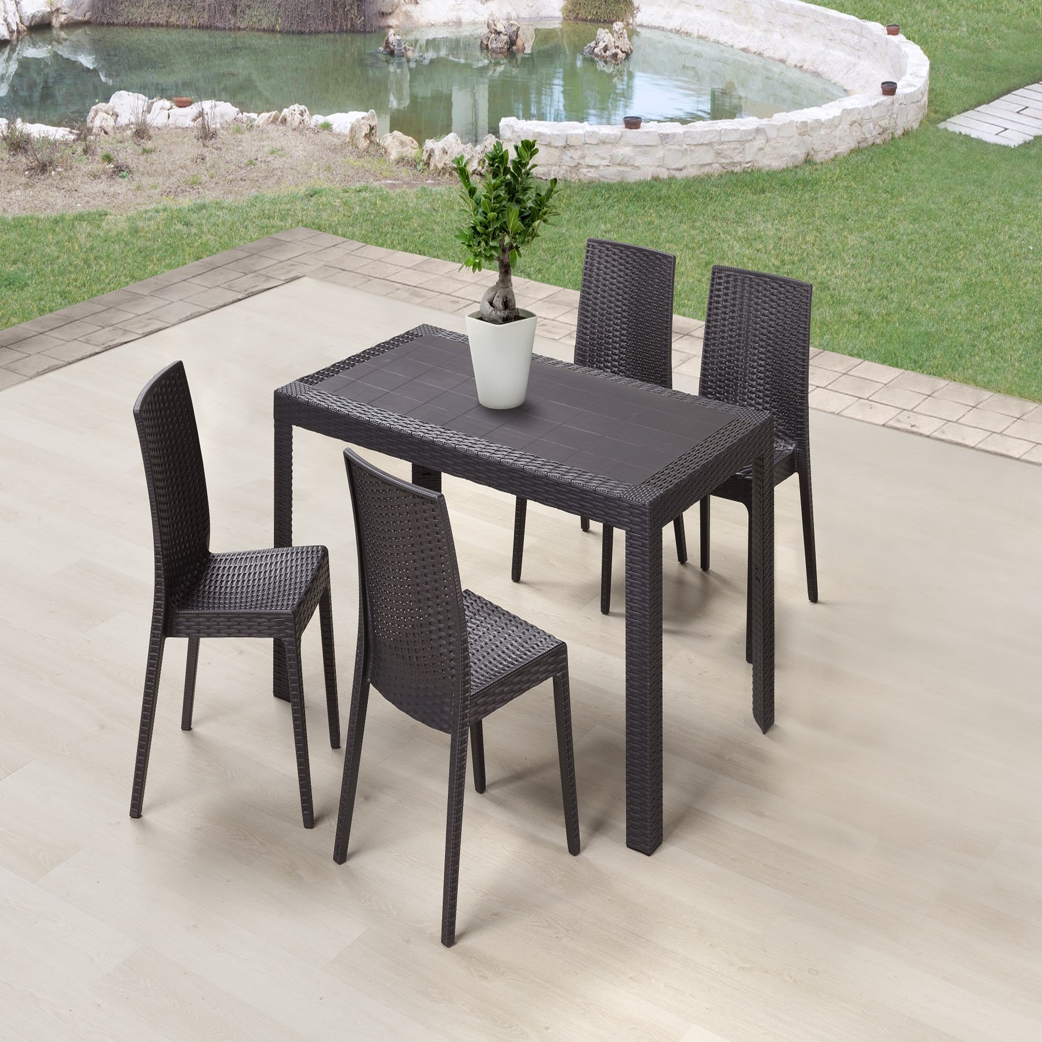 Voir la diapositive 4 : Salon de jardin - 4 places - Résine - Gris Anthracite - URANO