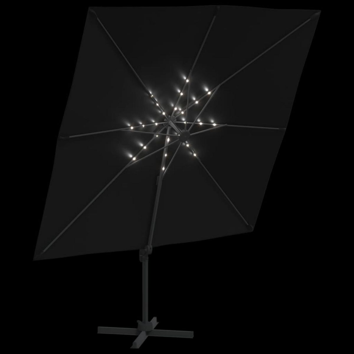VIDAXL Parasol cantilever a LED Noir 400x300 cm