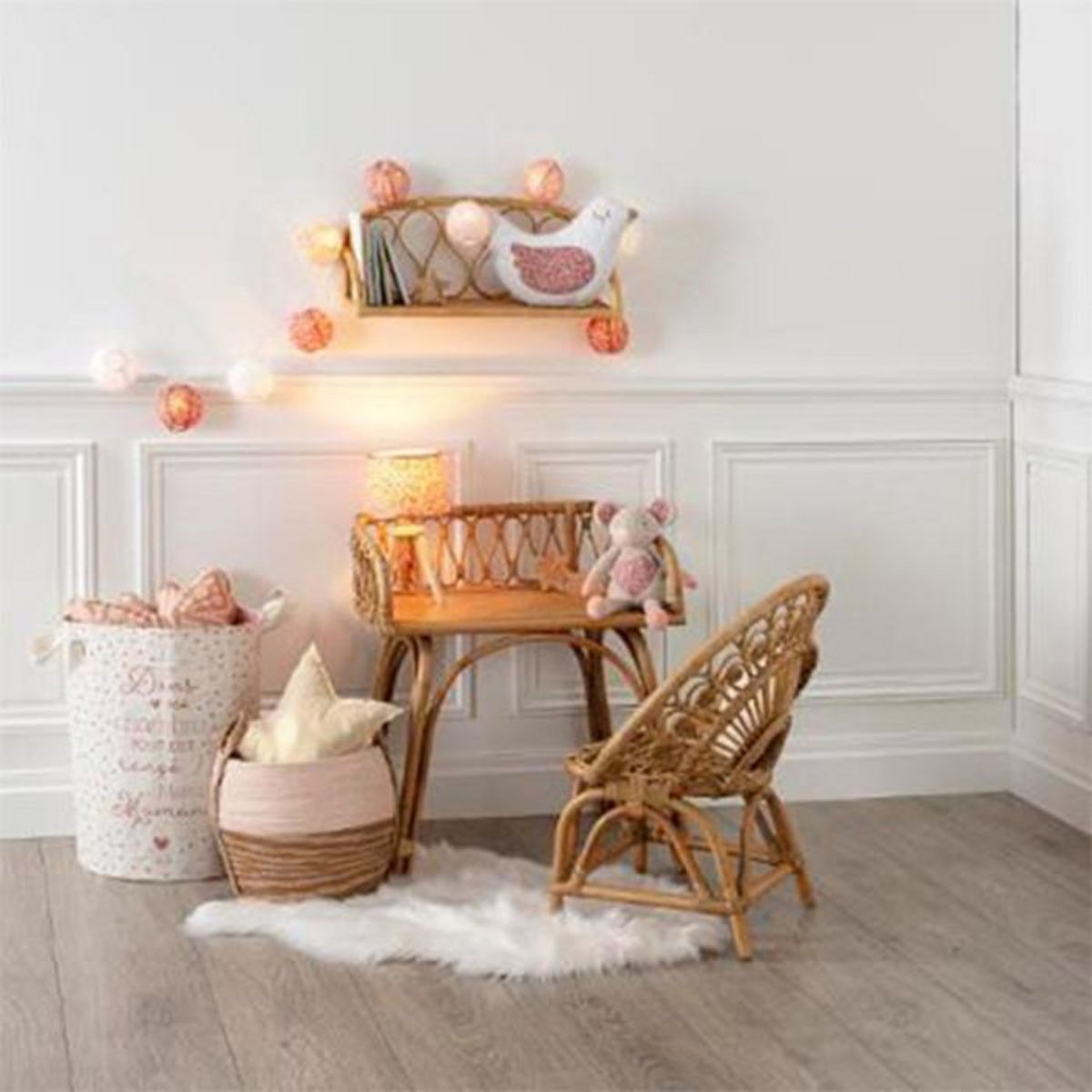 Atmosphera Kids Étagère Murale en Rotin  Liberty  57cm Naturel