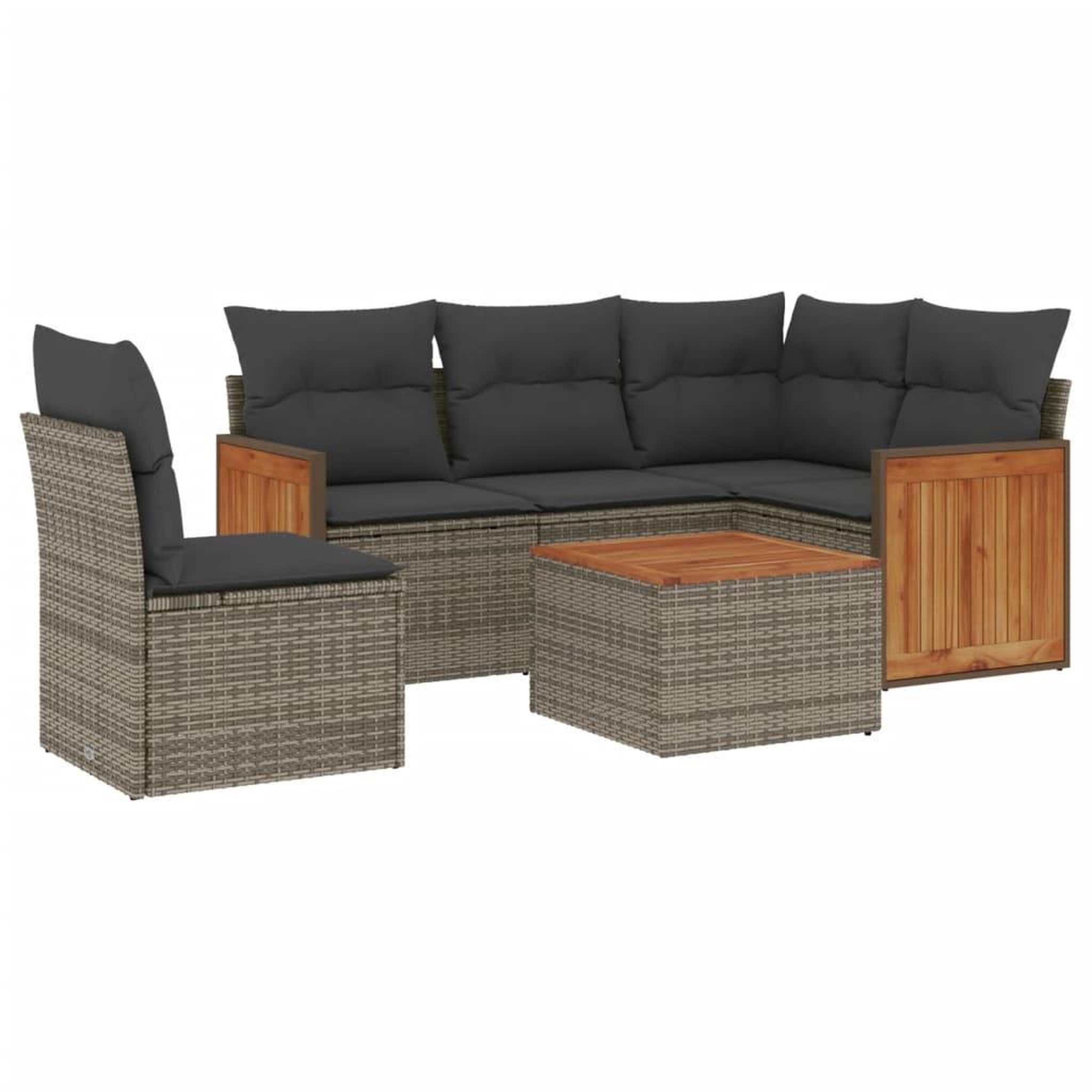 Voir la diapositive 2 : VIDAXL Salon de jardin 6 pcs avec coussins gris resine tressee