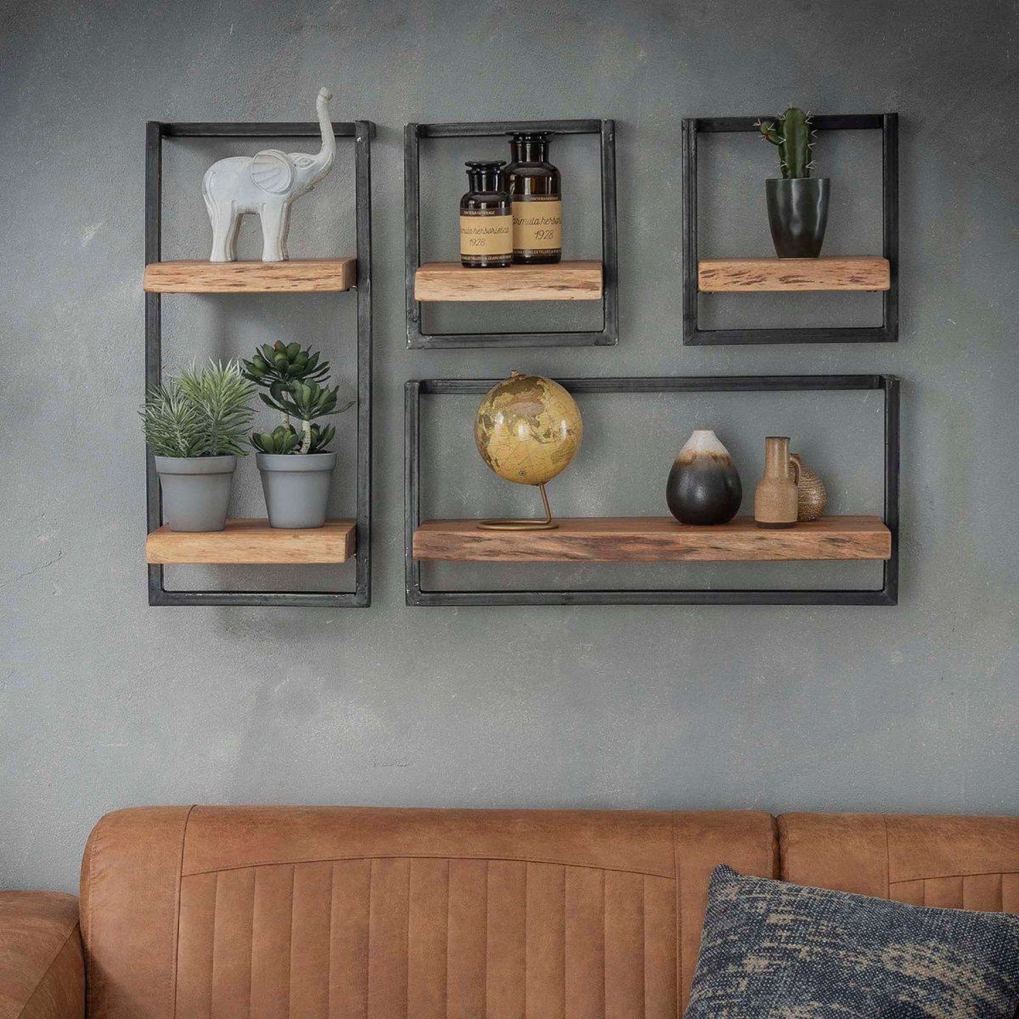 Voir la diapositive 3 : JLC KREATION Étagère murale en bois et métal 30cm ernest