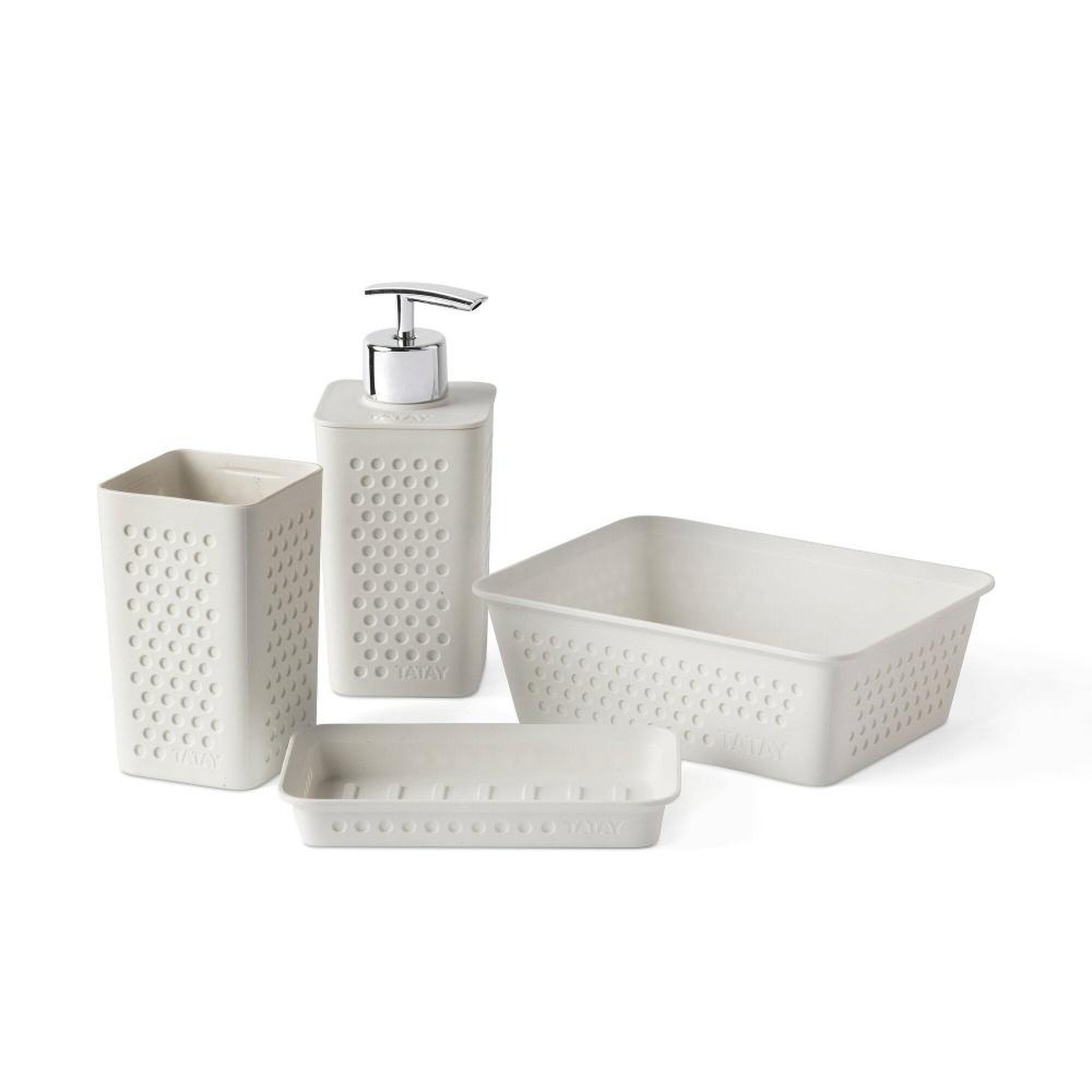 Tatay Lot de 4 accessoires à poser tatay bohol plastique blanc
